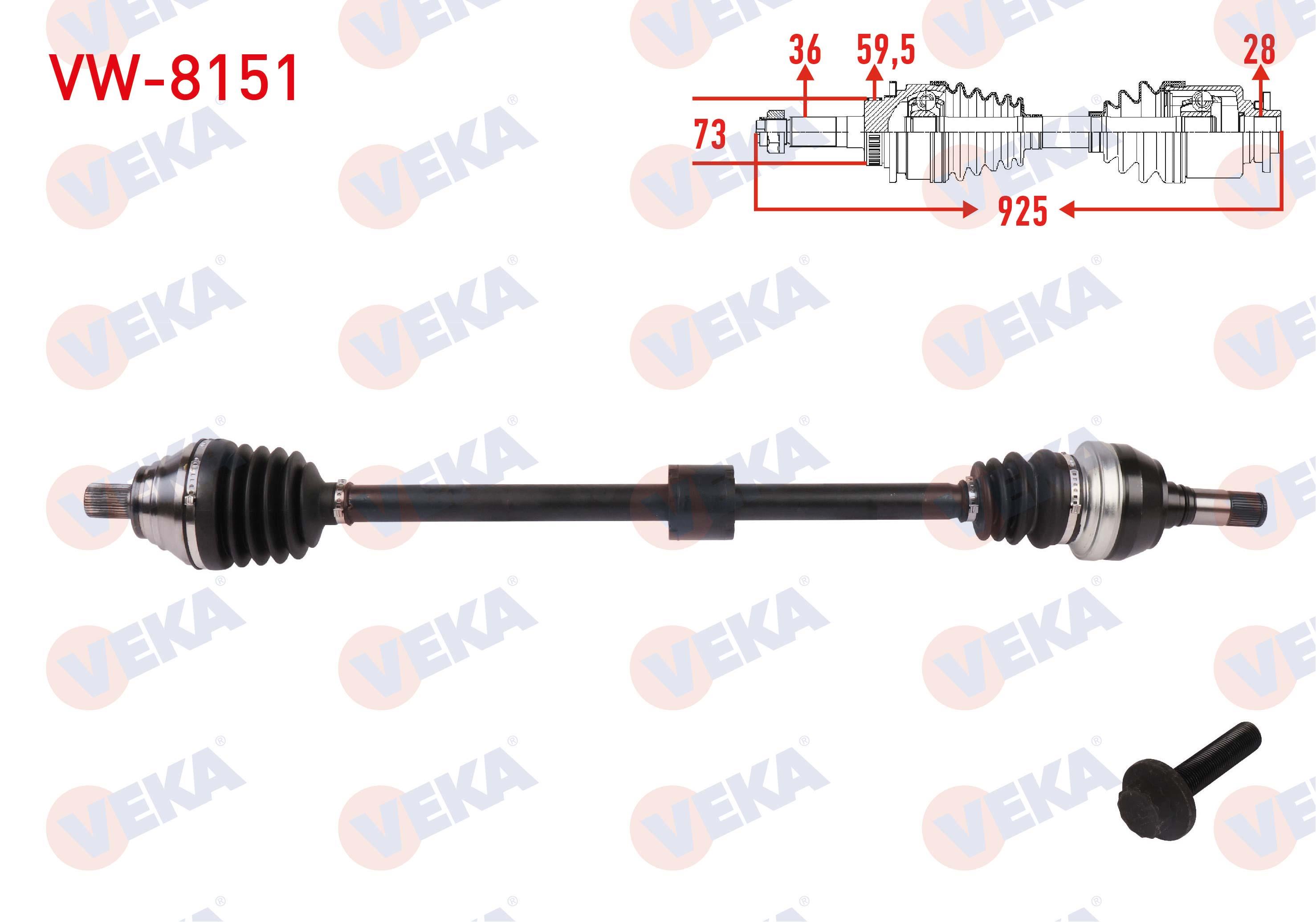 KOMPLE AKS SAG ON UZUNLUK 925mm VOLKSWAGEN TIGUAN (AD1) 1.5 TSI A-T 2018-/ ARTEON 1.5 TSI 2017-/ SEAT TARRACO 1.5 TSUD 2018-/ SKODA KODIAQ 1.5 TSI A-T 2018-