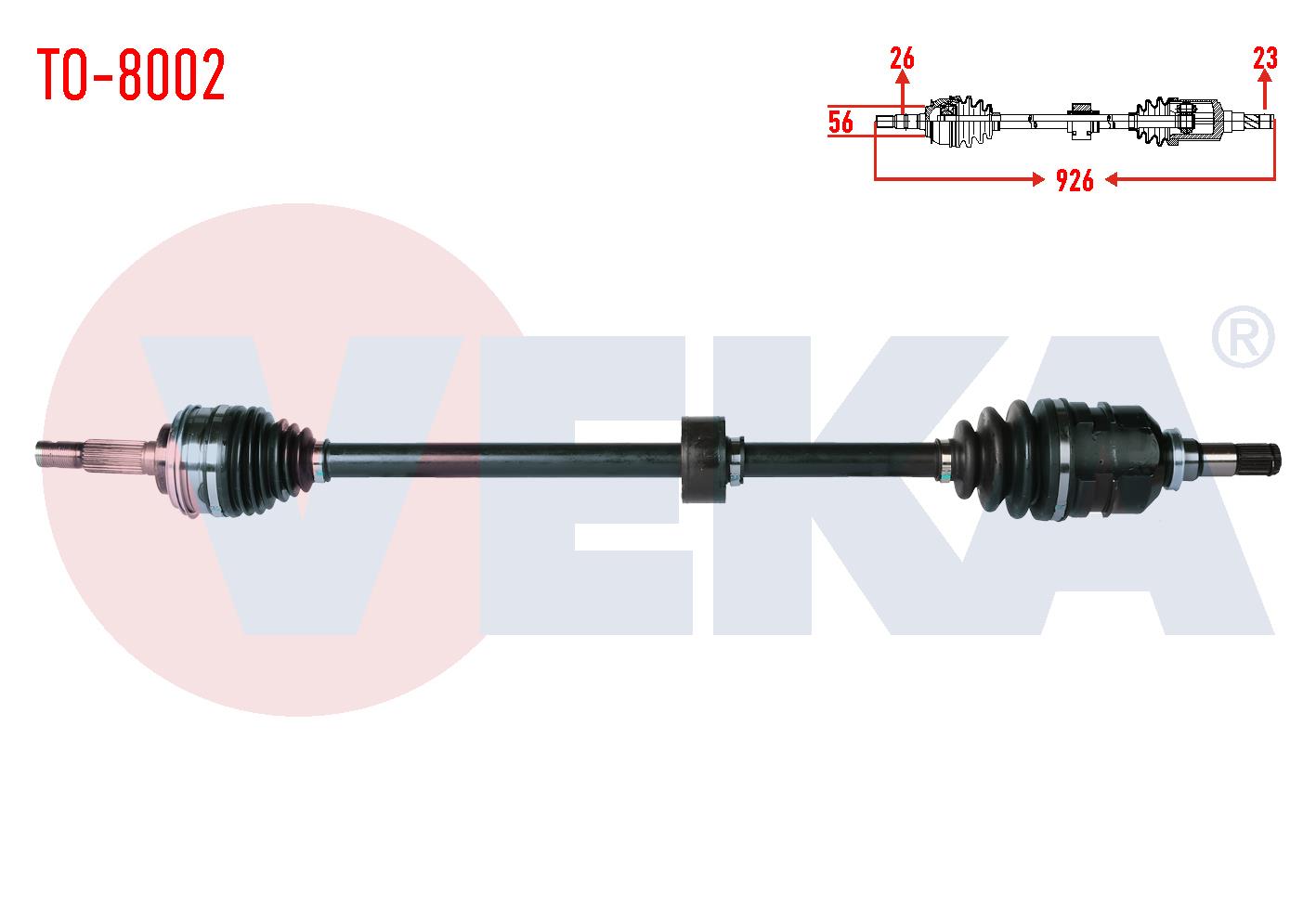 KOMPLE AKS SAG ON UZUNLUK 926mm TOYOTA COROLLA (_E10_) 1.6i 1992-1997 / COROLLA (_E11_) 1.6i 16v 1997-2002
