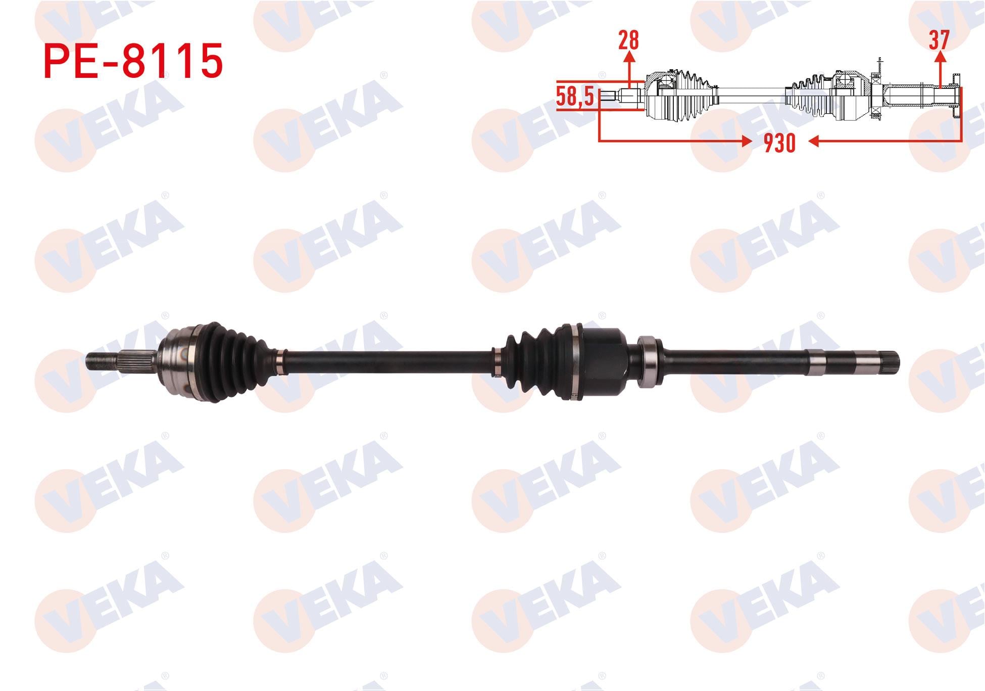 KOMPLE AKS SAG ON UZUNLUK 930mm PEUGEOT RIFTER 1.5 HDI 2019-/ PARTNER 1.5 HDI 2018- / CITROEN BERLINGO 1.5 HDI 2018- / OPEL COMBO 1.5 CDTI 2019-