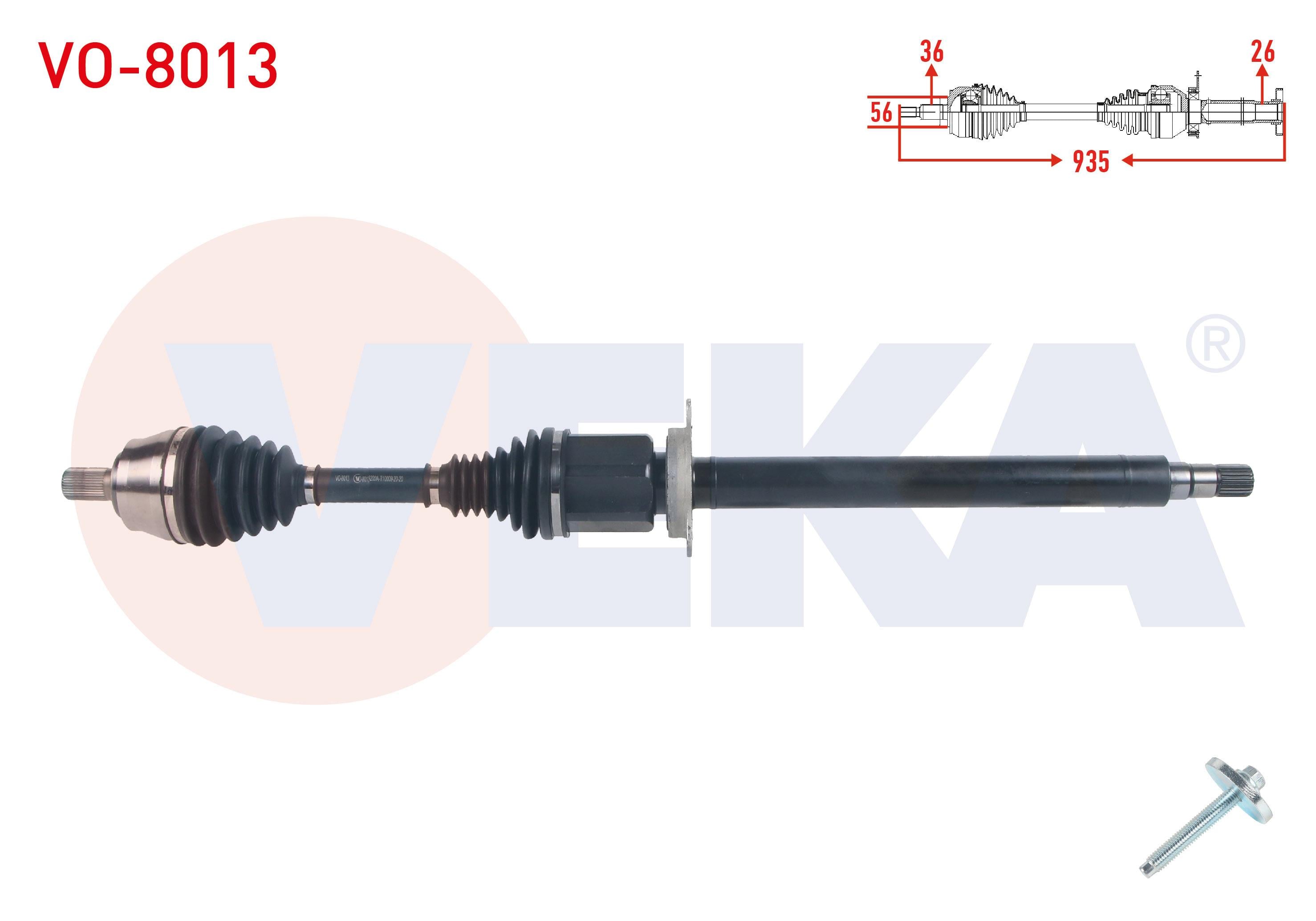 KOMPLE AKS SAG ON UZUNLUK 935mm VOLVO V40 T3 A-T 2015-