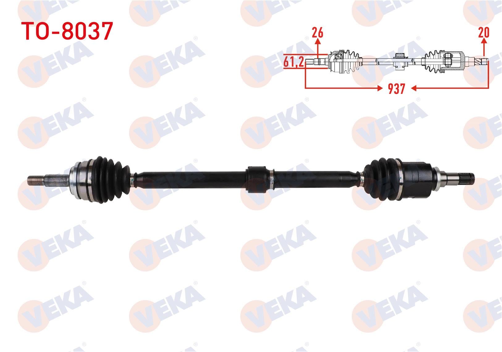 KOMPLE AKS SAG ON UZUNLUK 937mm TOYOTA COROLLA 2019-