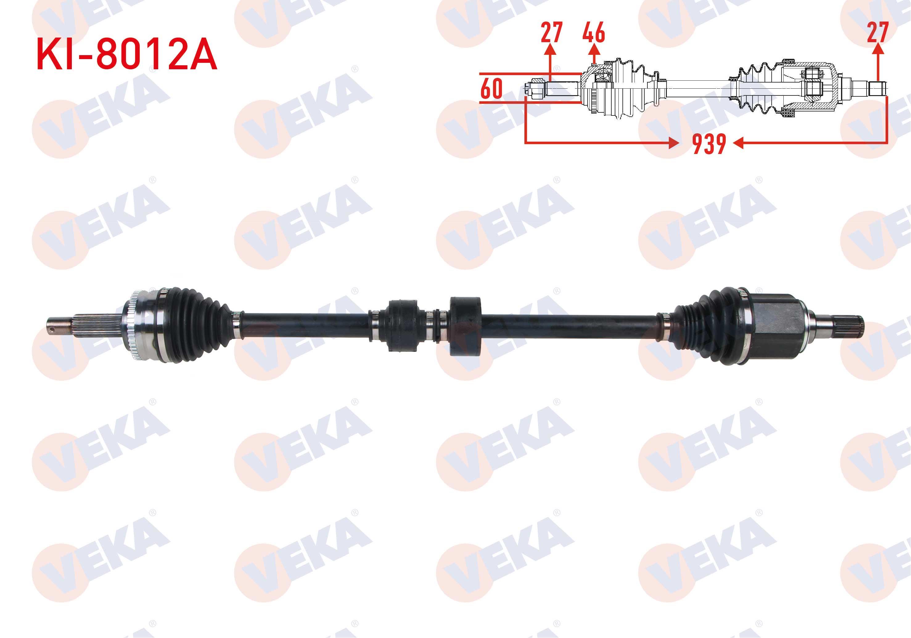 KOMPLE AKS SAG ON UZUNLUK 939mm ABSLI 46 DIS KIA CEED 1.6 CRDI A-T 2006-2012