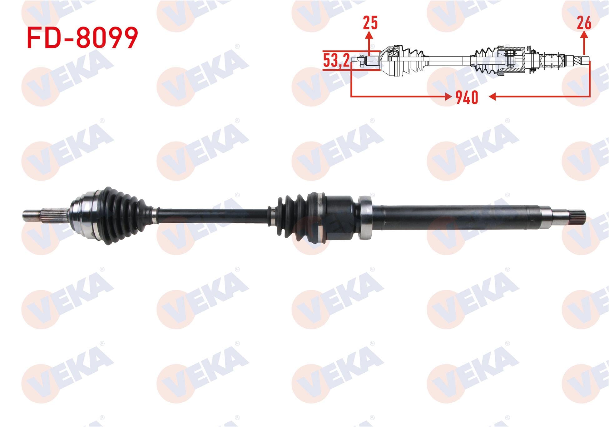 KOMPLE AKS SAG ON UZUNLUK 940mm FORD FIESTA VII 1.5 TDCI 2017-