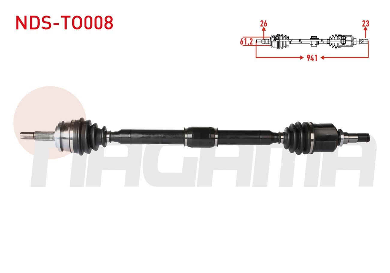 KOMPLE AKS SAG ON UZUNLUK 941mm TOYOTA COROLLA (E15_) 1.33 - 1.6 VVT-I 2007-2012/ (ZRE15) 1.33 DUAL-VVT-I - 1.6 VVT-I 2007-2012