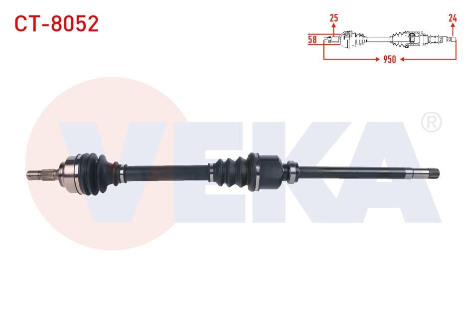 KOMPLE AKS SAG ON UZUNLUK 950mm CITROEN BERLINGO 1.6 HDI M-T 2008- / C4 I, II 1.4 16V 1.6 HDI / PEUGEOT PARTNER TEPEE 1.6 HDI 2008-