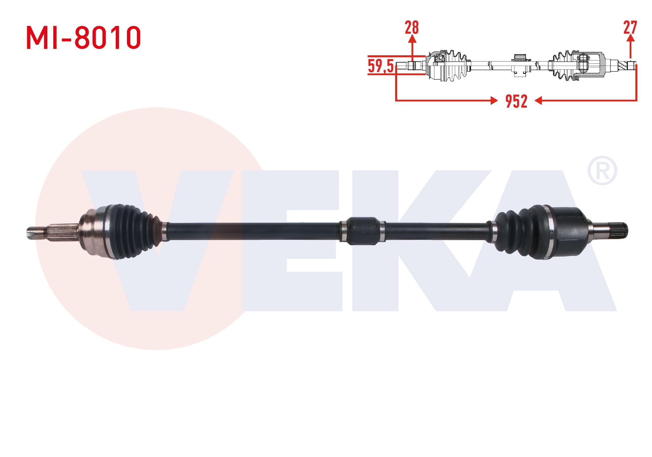 KOMPLE AKS SAG ON UZUNLUK 952mm MITSUBISHI ASX 1.6 M-T 2010-