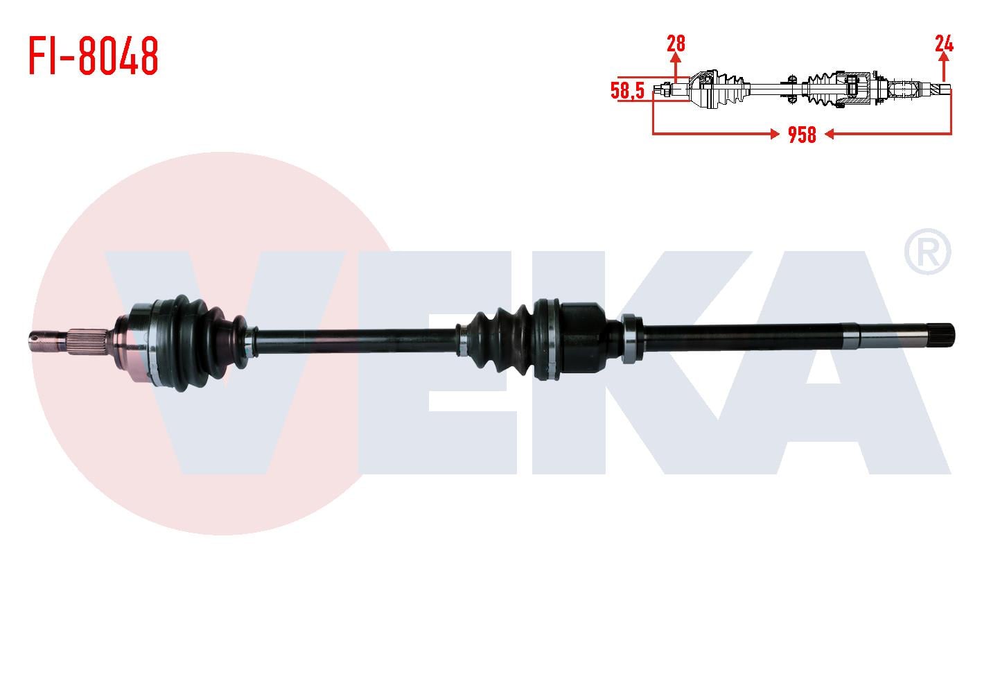 KOMPLE AKS SAG ON UZUNLUK 958mm CITROEN C5 III 1.6 HDI M-T 2008-2015/ JUMPY II 1.6 HDI  2006-/ PEUGEOT 407 1.6 HDI 2004-/ EXPERT TEPEE 1.6 HDI 2007-/ FIAT SCUDO 1.6 MJT 2007-