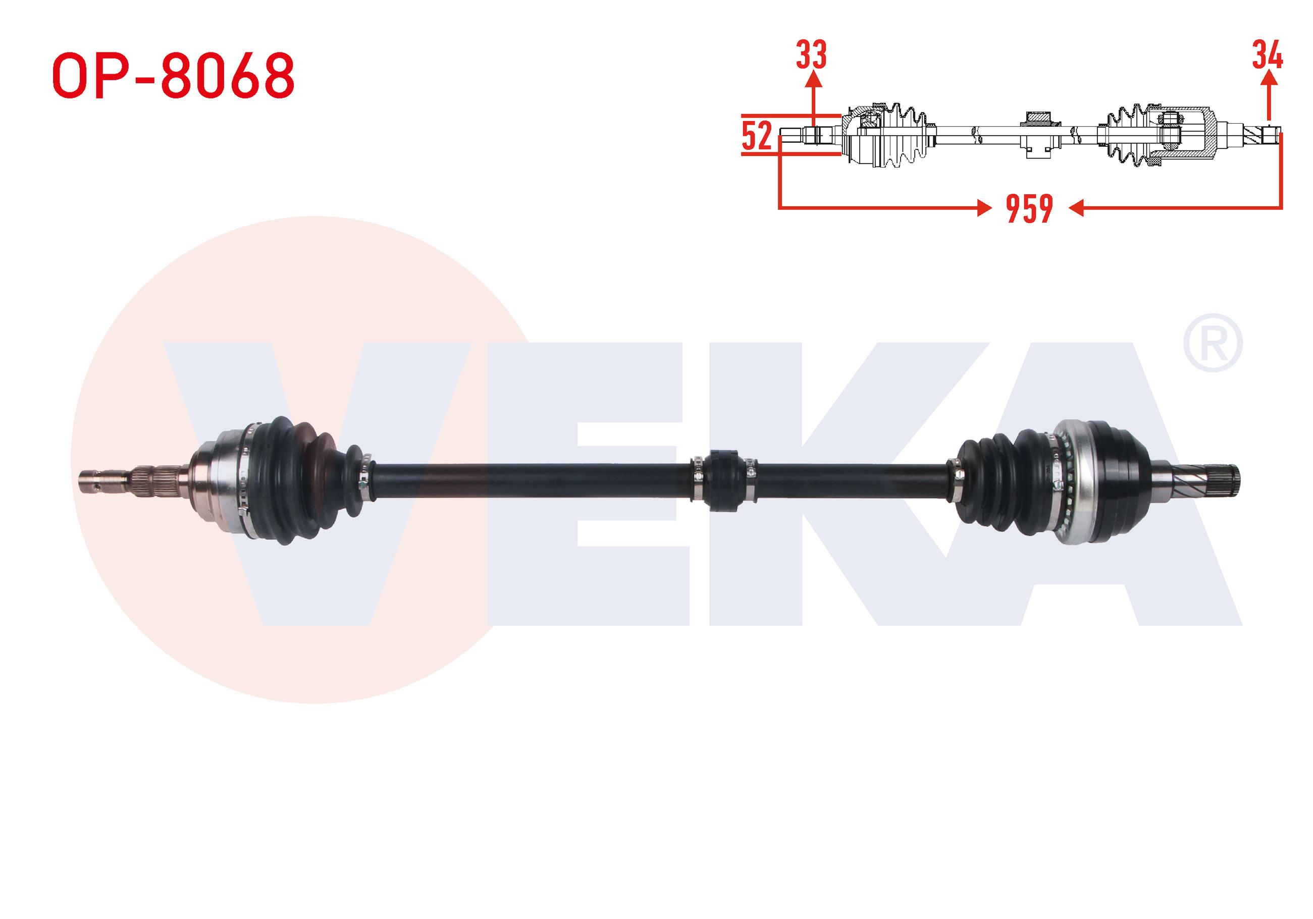 KOMPLE AKS SAG ON UZUNLUK 959mm OPEL ASTRA G 2.0 16v 1998-2005
