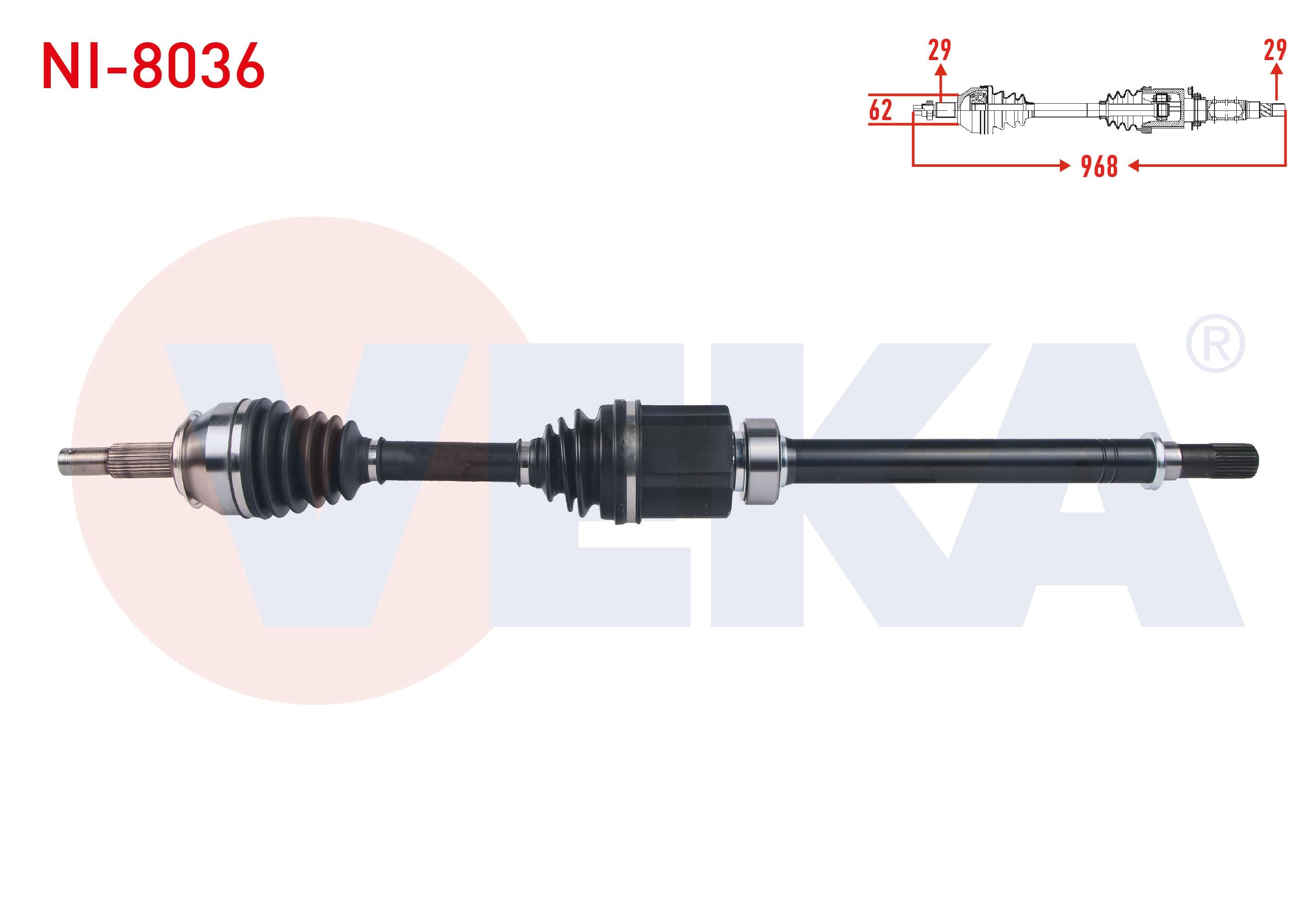 KOMPLE AKS SAG ON UZUNLUK 968mm NISSAN QASHQAI (J11) 1.6 DCI A-T 2014- / RENAULT KADJAR 1.6 DCI A-T 2015-