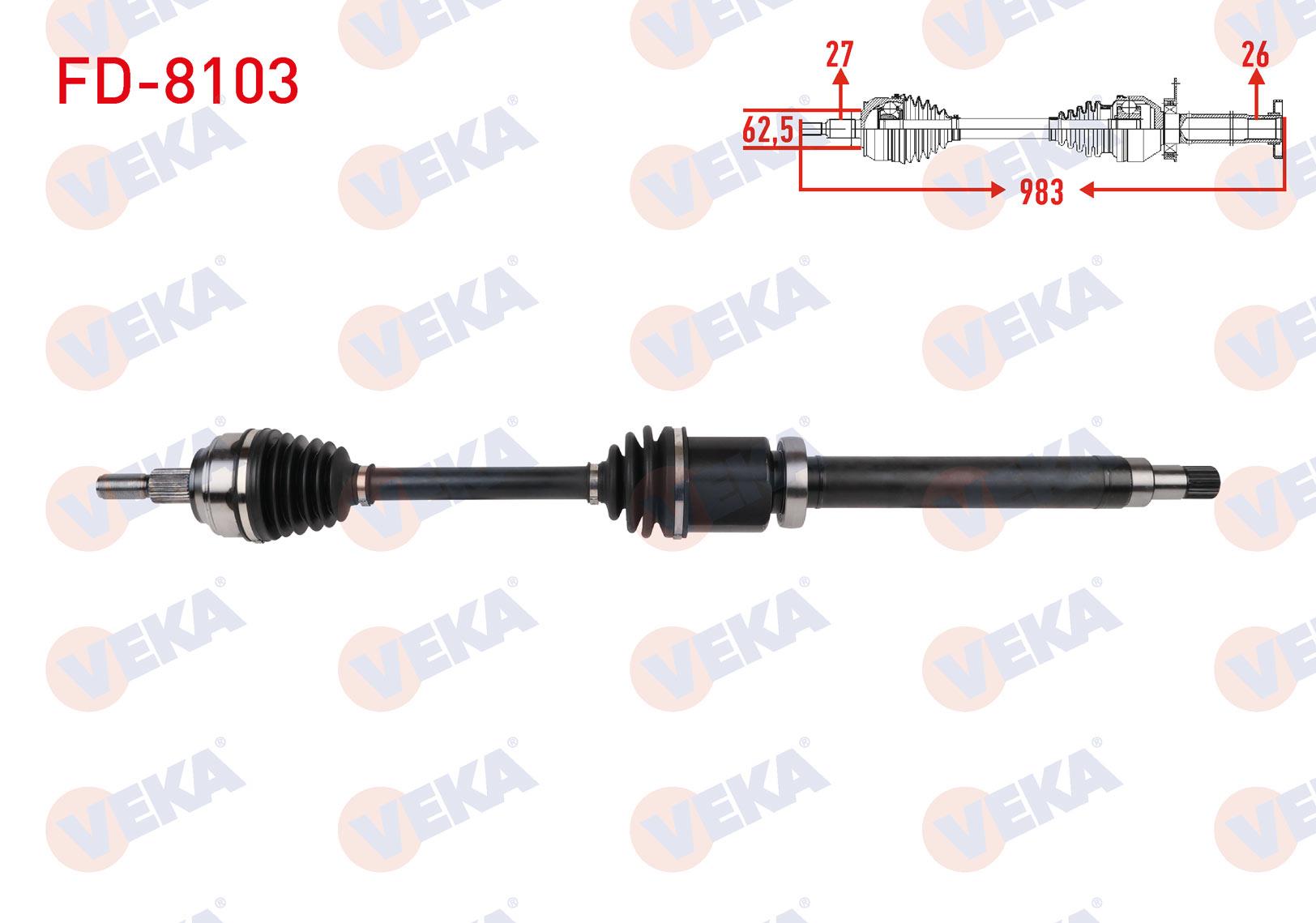 KOMPLE AKS SAG ON UZUNLUK 983mm FORD TRANSIT CONNECT 1.5 TDCI 6MT 2013- / TOURNEO CONNECT 1.5 TDCI 6MT 2013-
