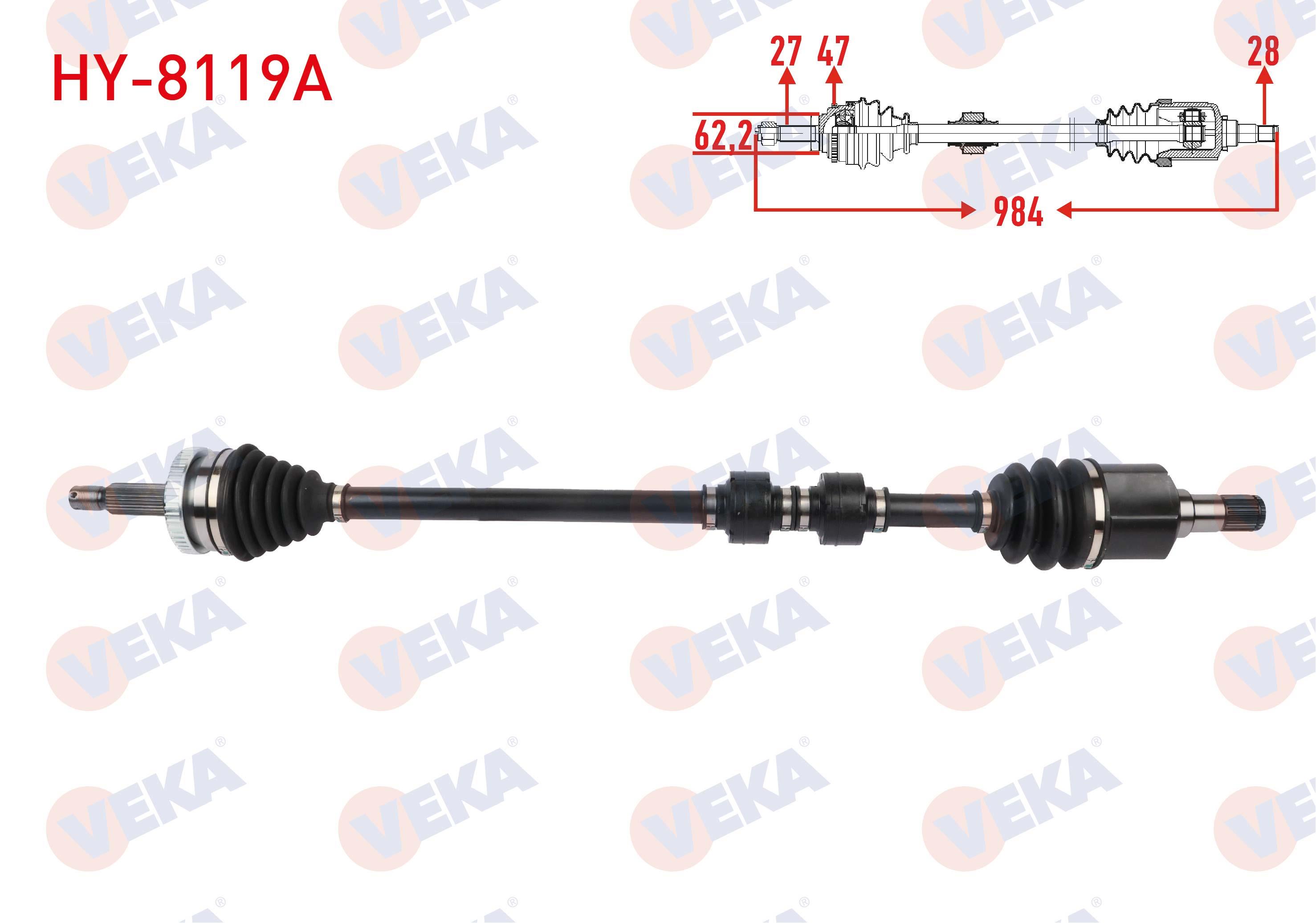 KOMPLE AKS SAG ON UZUNLUK 984mm ABSLI 47 DIS HYUNDAI SONATA V 2.0 CRDI 2007-
