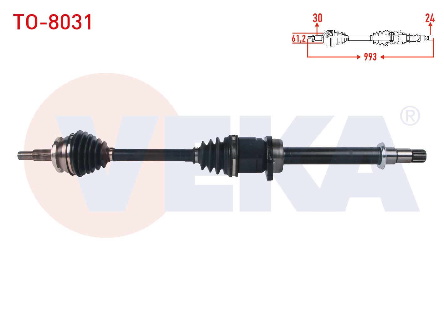 KOMPLE AKS SAG ON UZUNLUK 993mm TOYOTA VERSO (R2) 2.0 D-4D M-T 2009-