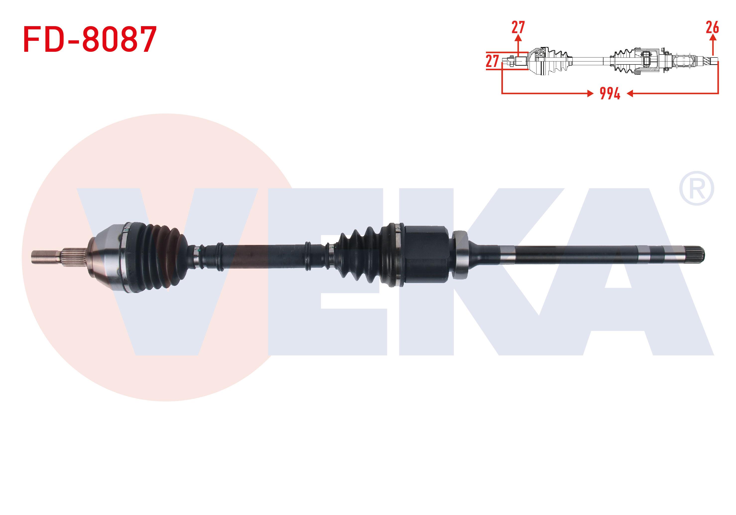 KOMPLE AKS SAG ON UZUNLUK 994mm FORD KUGA I 2.0 TDCI A-T/M-T 4X4 2008-2013
