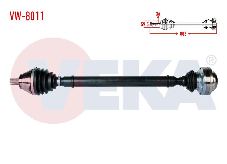 KOMPLE AKS SAG ON VOLKSWAGEN CADDY III (2KA,2KH,2CA,2CH) 1.9 TDI BJB UZUNLUK 803mm 2004-2010 1K0407272LF 3Q0407272AB
