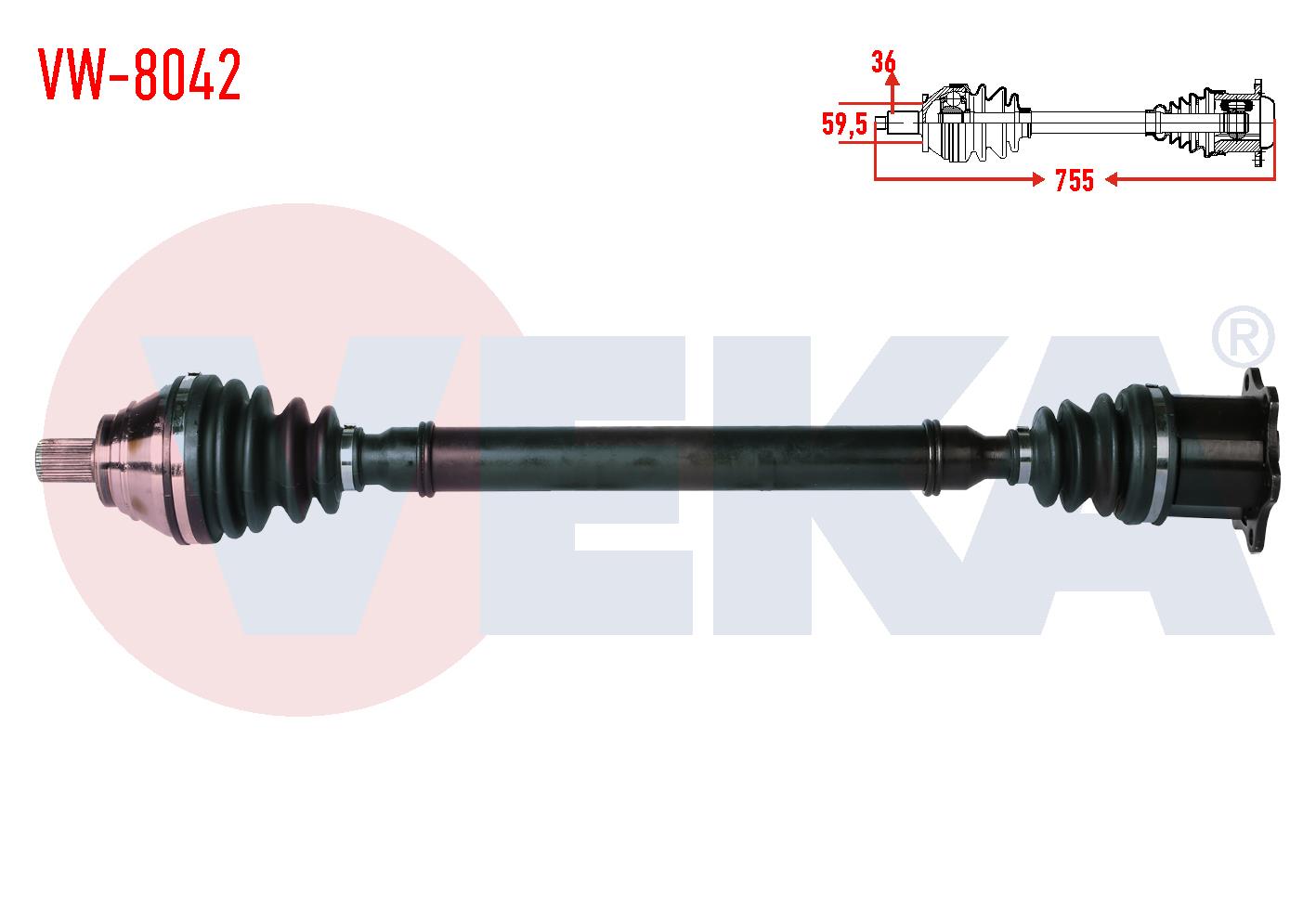 KOMPLE AKS SAG ON VOLKSWAGEN GOLF V (1K1) 2.0 TDI A-T CIFT KAVRAMA 6 ILERI BMA,BMP UZUNLUK 755mm 2003-2009