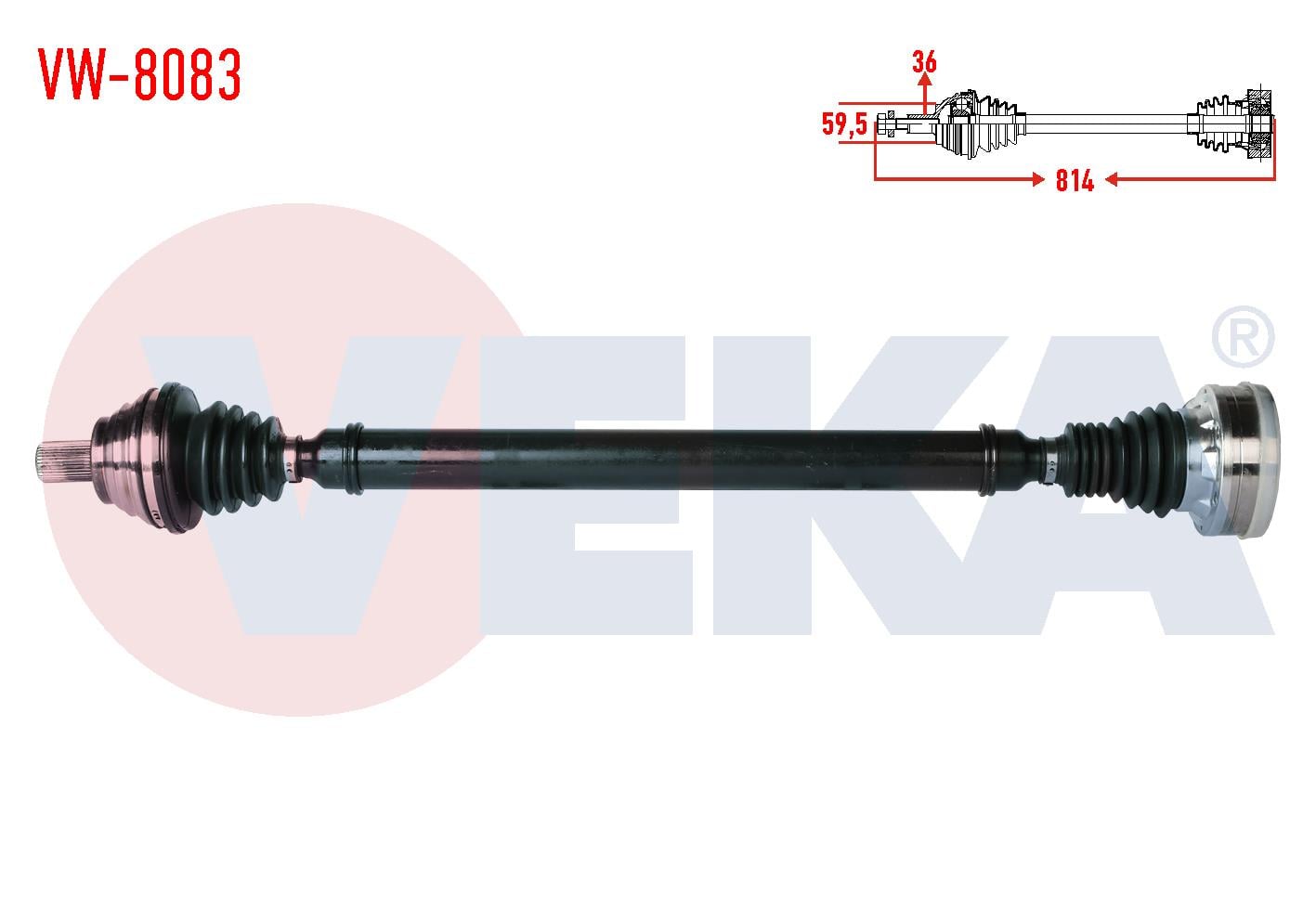 KOMPLE AKS SAG ON VOLKSWAGEN GOLF VI (5K1) 1.6 TDI 5 ILERI M-T UZUNLUK 814mm 2008-2013