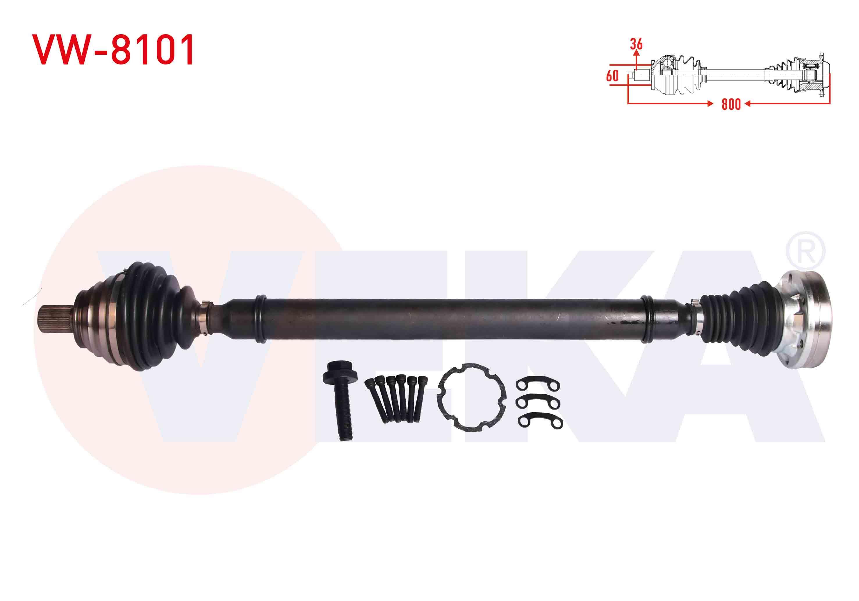 KOMPLE AKS SAG ON VOLKSWAGEN GOLF VI (AJ5) 1.4 TSI M-T UZUNLUK 800 mm 2009-2012