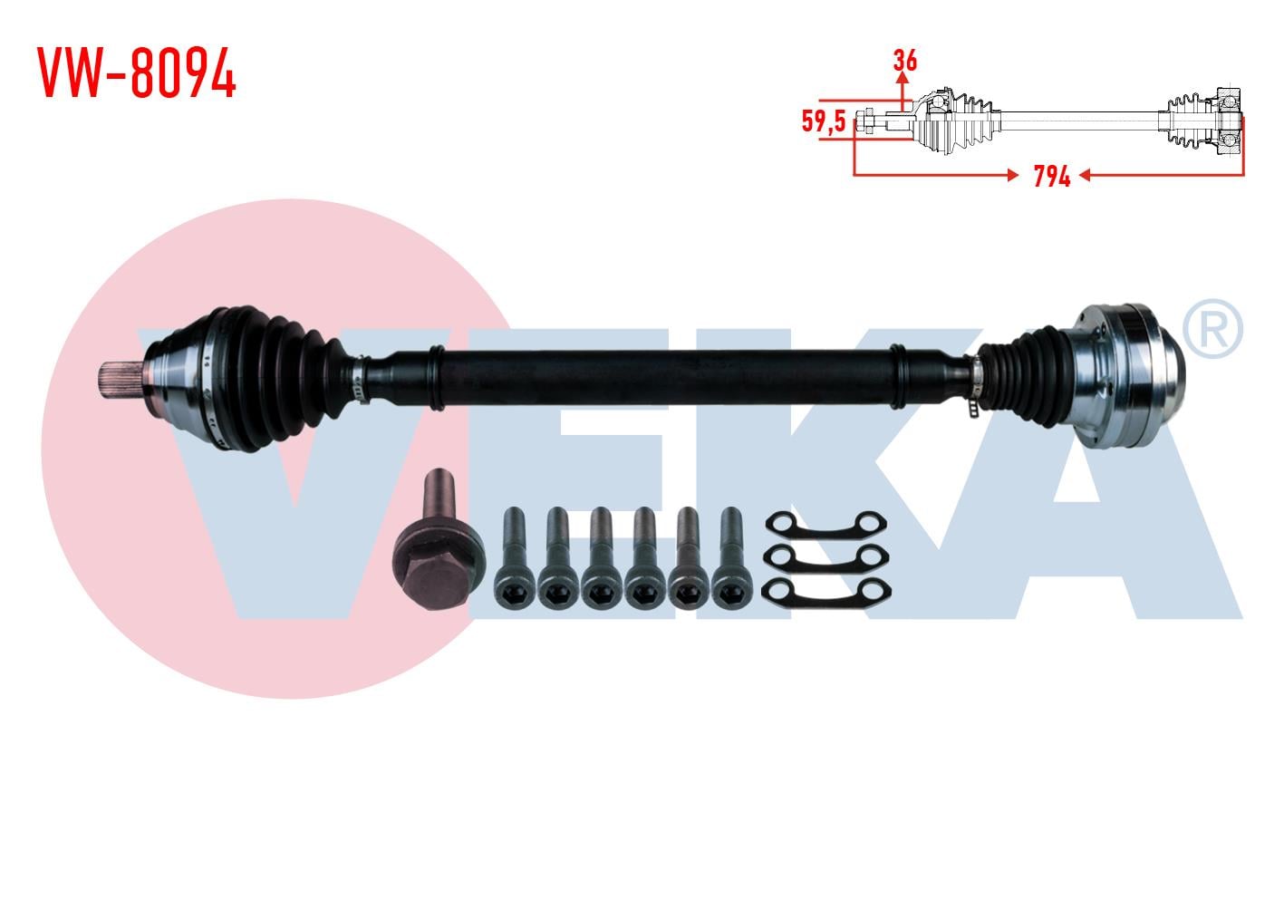 KOMPLE AKS SAG ON VOLKSWAGEN JETTA IV (162) 1.6 TDI A-T UZUNLUK 794 mm 2011-