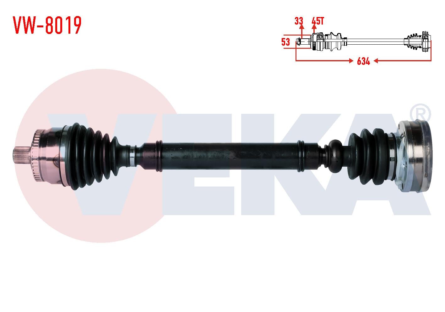 KOMPLE AKS SAG ON VOLKSWAGEN PASSAT (3B2) 1.8 T ABSLI 45 DIS UZUNLUK 634mm 1996-2000