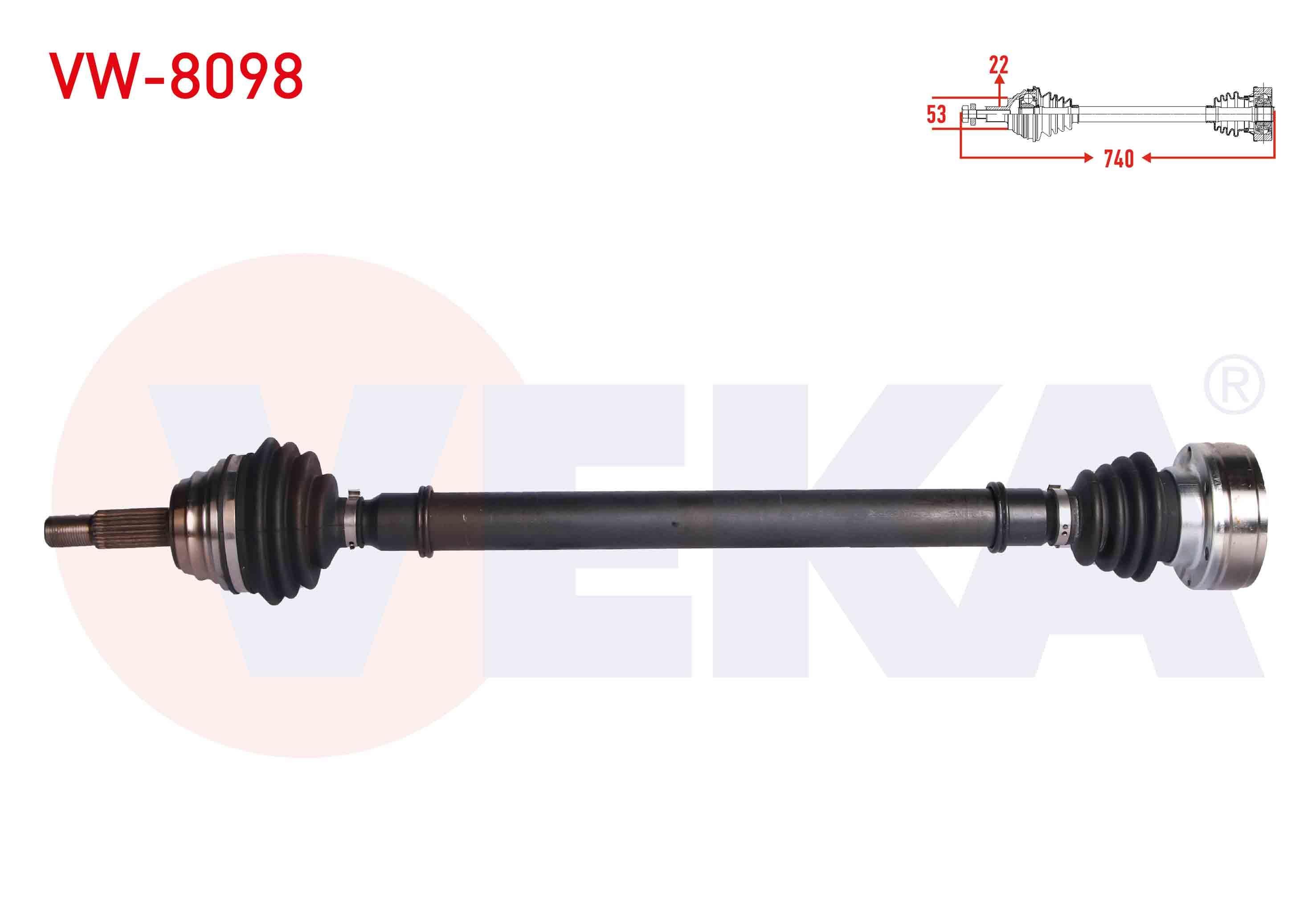KOMPLE AKS SAG ON VOLKSWAGEN POLO (6N1) 1.6 UZUNLUK 740 mm 1994-1999