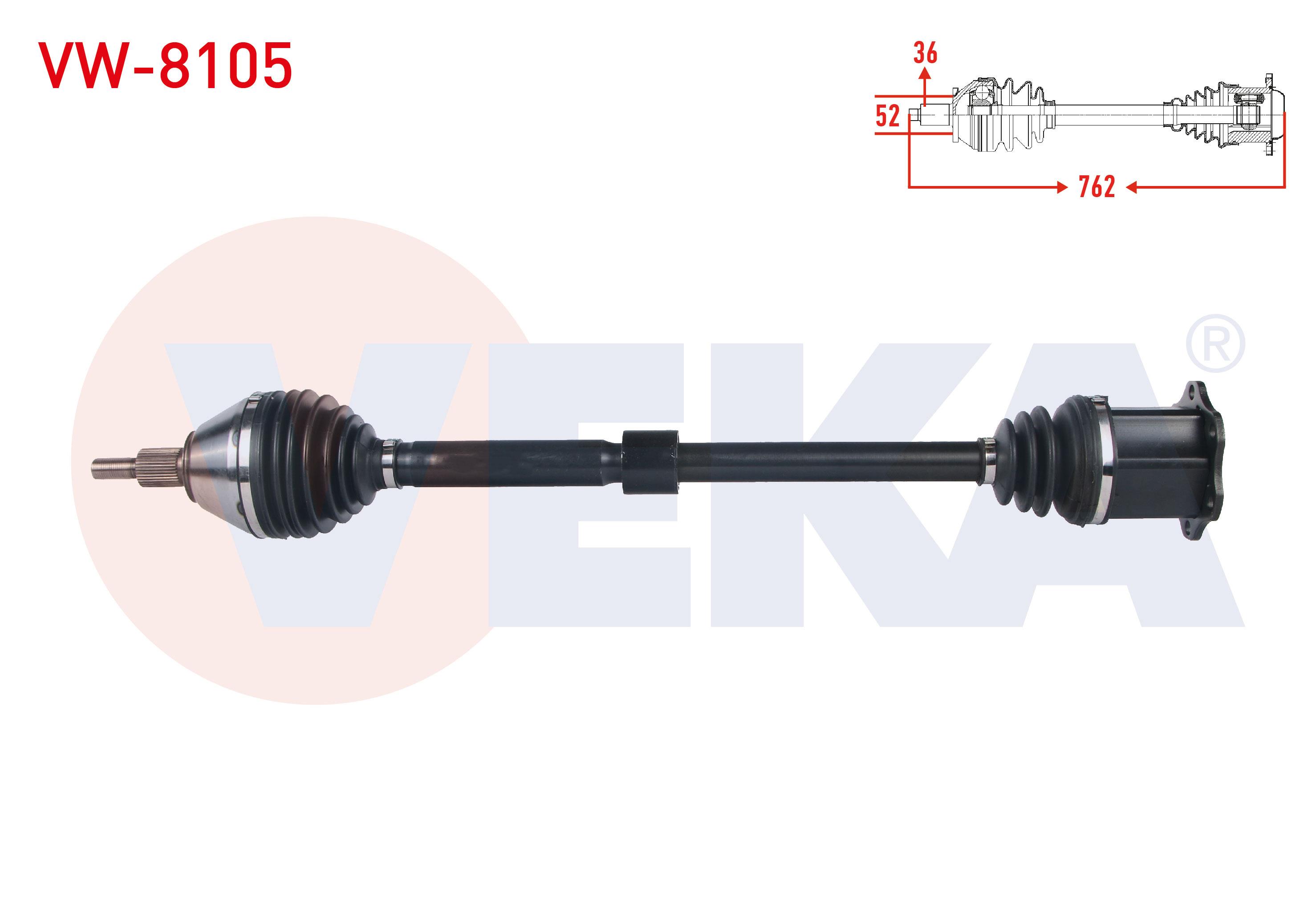 KOMPLE AKS SAG ON VOLKSWAGEN POLO (6R) 1.0 TSI A-T UZUNLUK 762 mm 2009-
