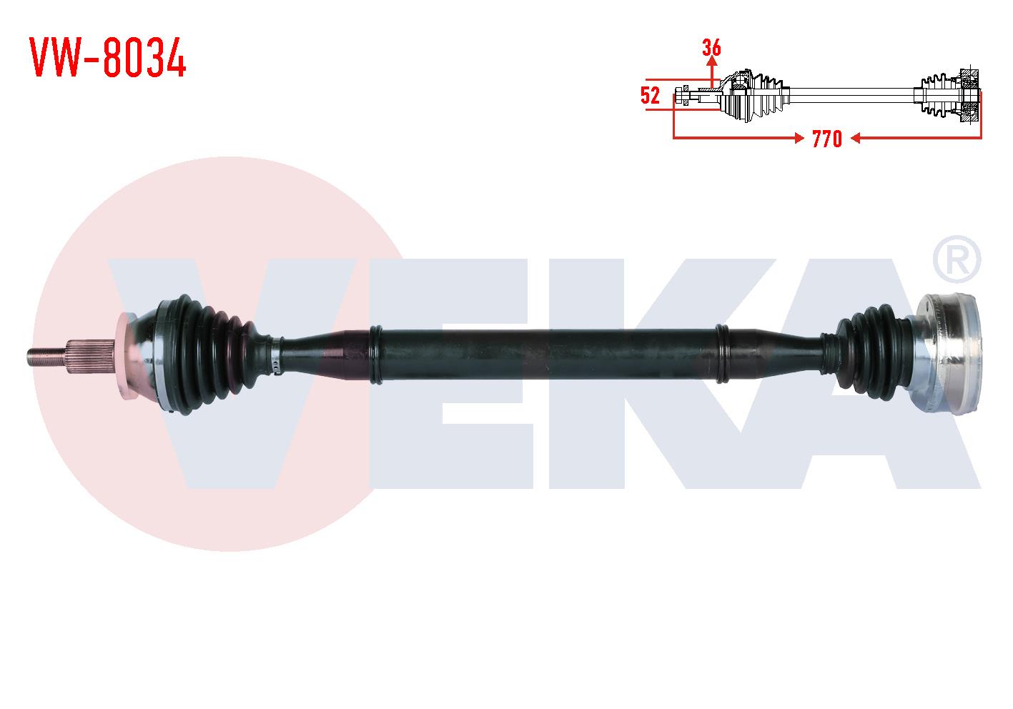 KOMPLE AKS SAG ON VOLKSWAGEN POLO (6R,6C) 1.4 M-T UZUNLUK 770mm 2009-