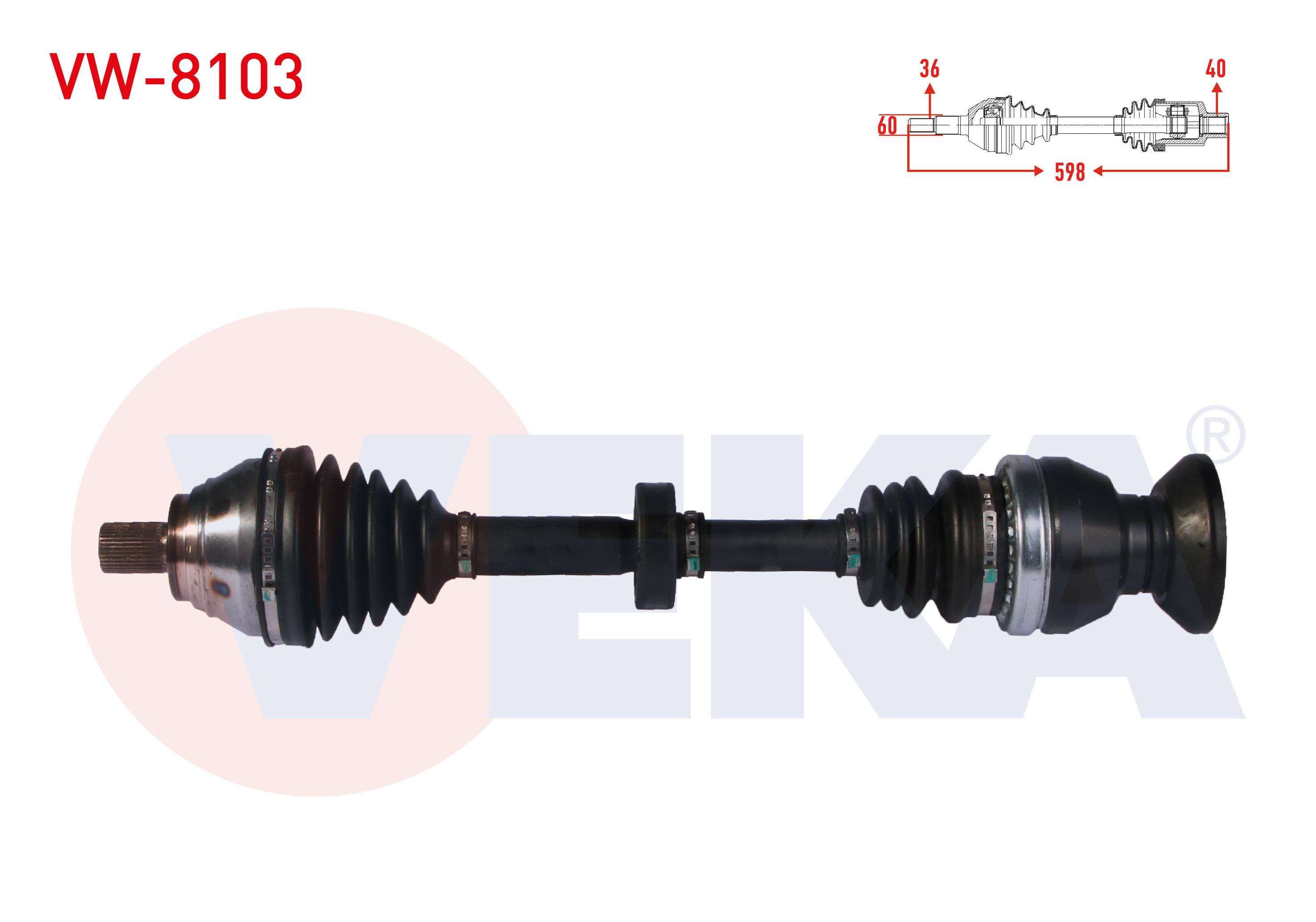 KOMPLE AKS SAG ON VOLKSWAGEN TIGUAN (5N_) 1.4 TSI 4motion UZUNLUK 598 mm 2007-2016