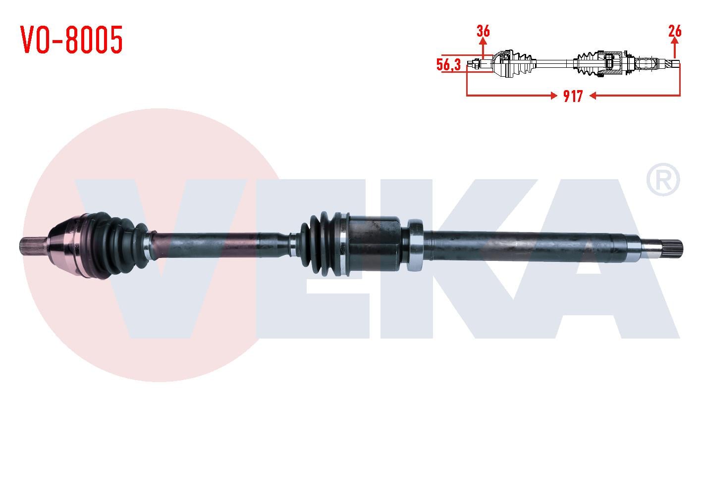 KOMPLE AKS SAG ON VOLVO S40 II (MS) 1.6 D M-T UZUNLUK 917 2004-2012