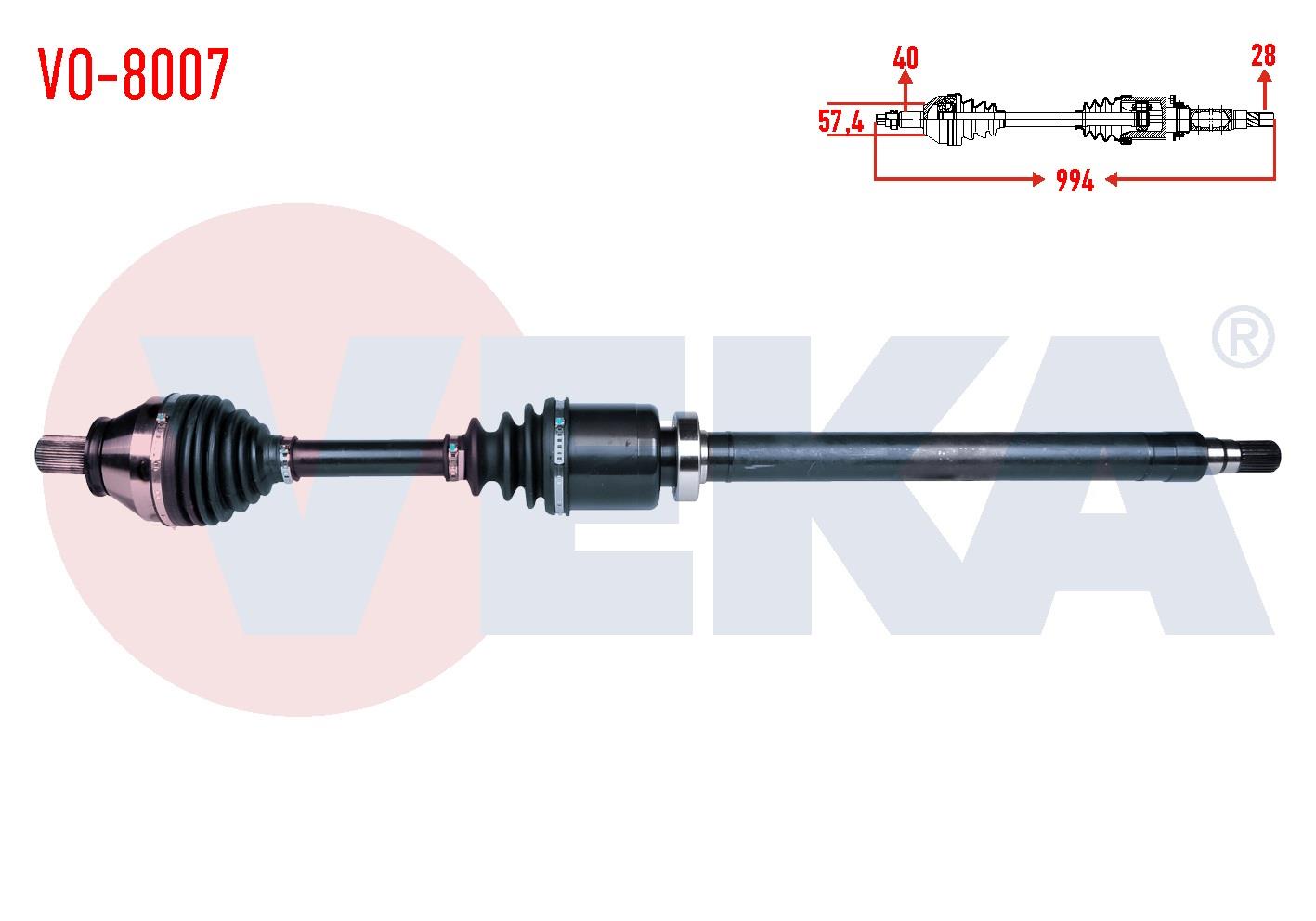 KOMPLE AKS SAG ON VOLVO S60 II 2.0 D3 A-T UZUNLUK 994 2010-