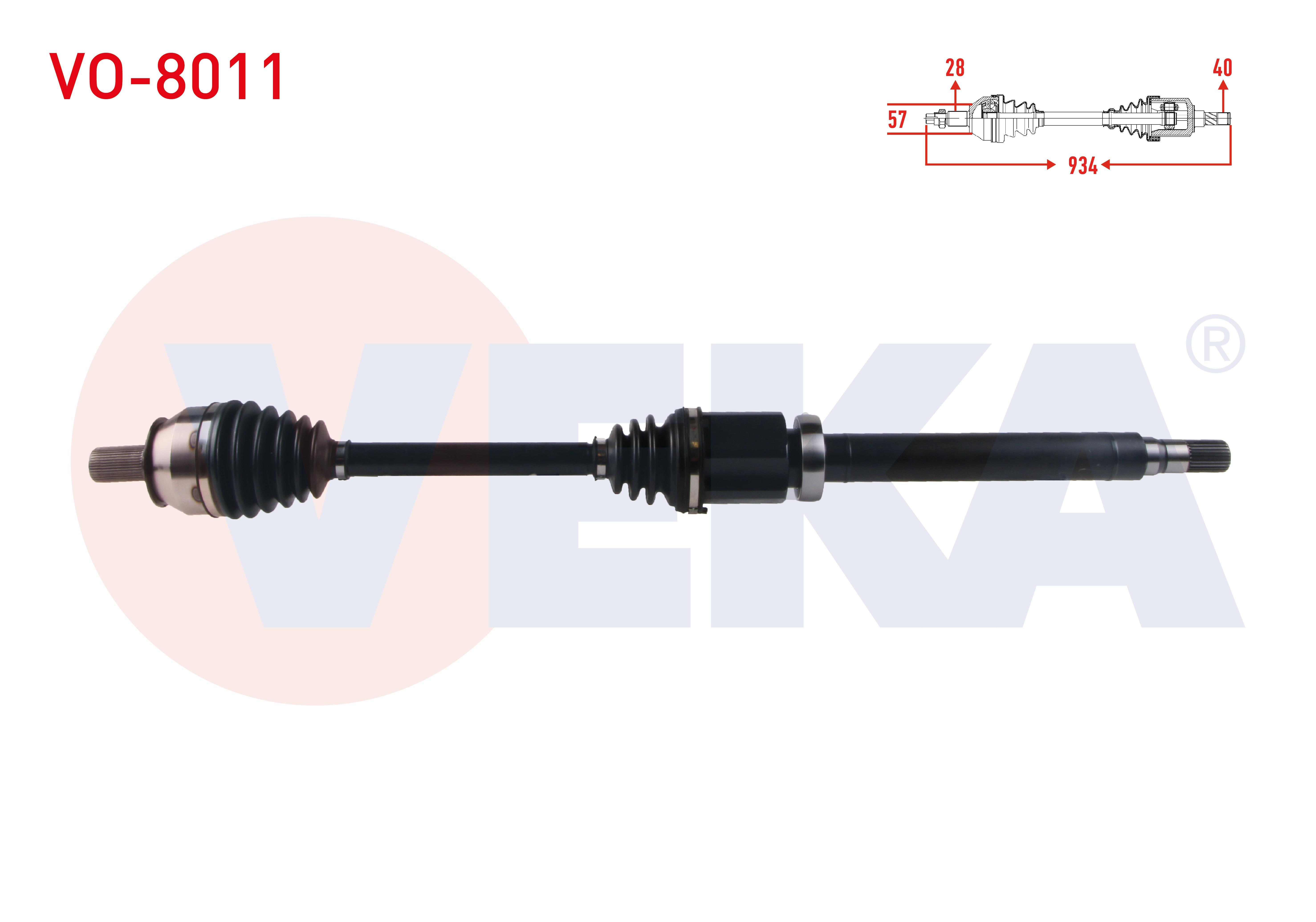 KOMPLE AKS SAG ON VOLVO V60 1.6 D A-T UZUNLUK 934 mm 2010-