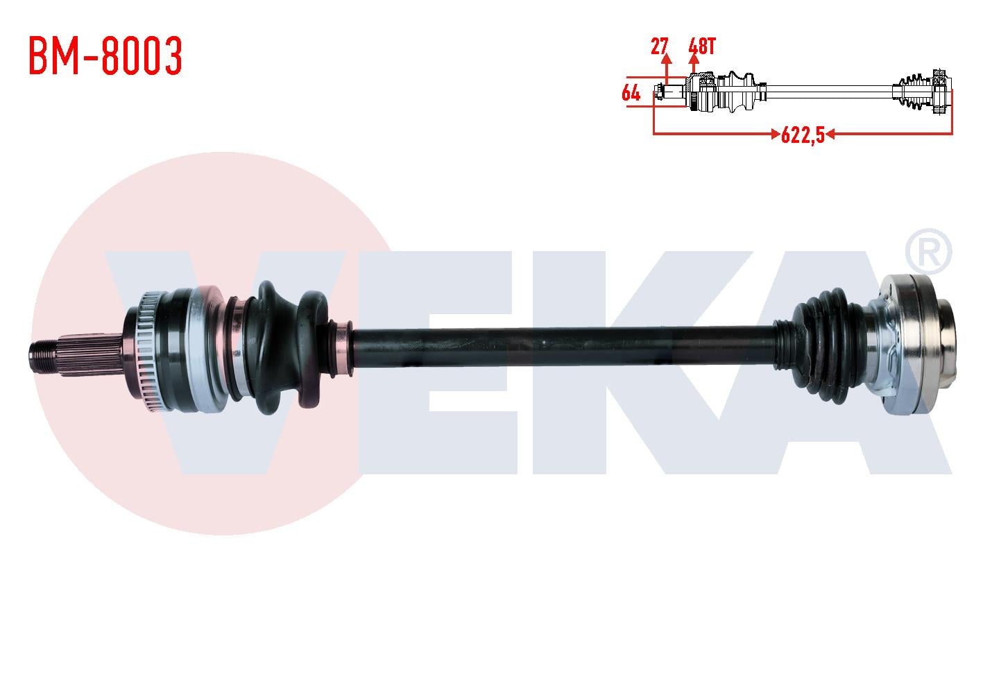 KOMPLE AKS SOL ARKA BMW 3 SERISI (E46) 316 i ABSLI 48 DIS UZUNLUK 622,5mm 1998-2005