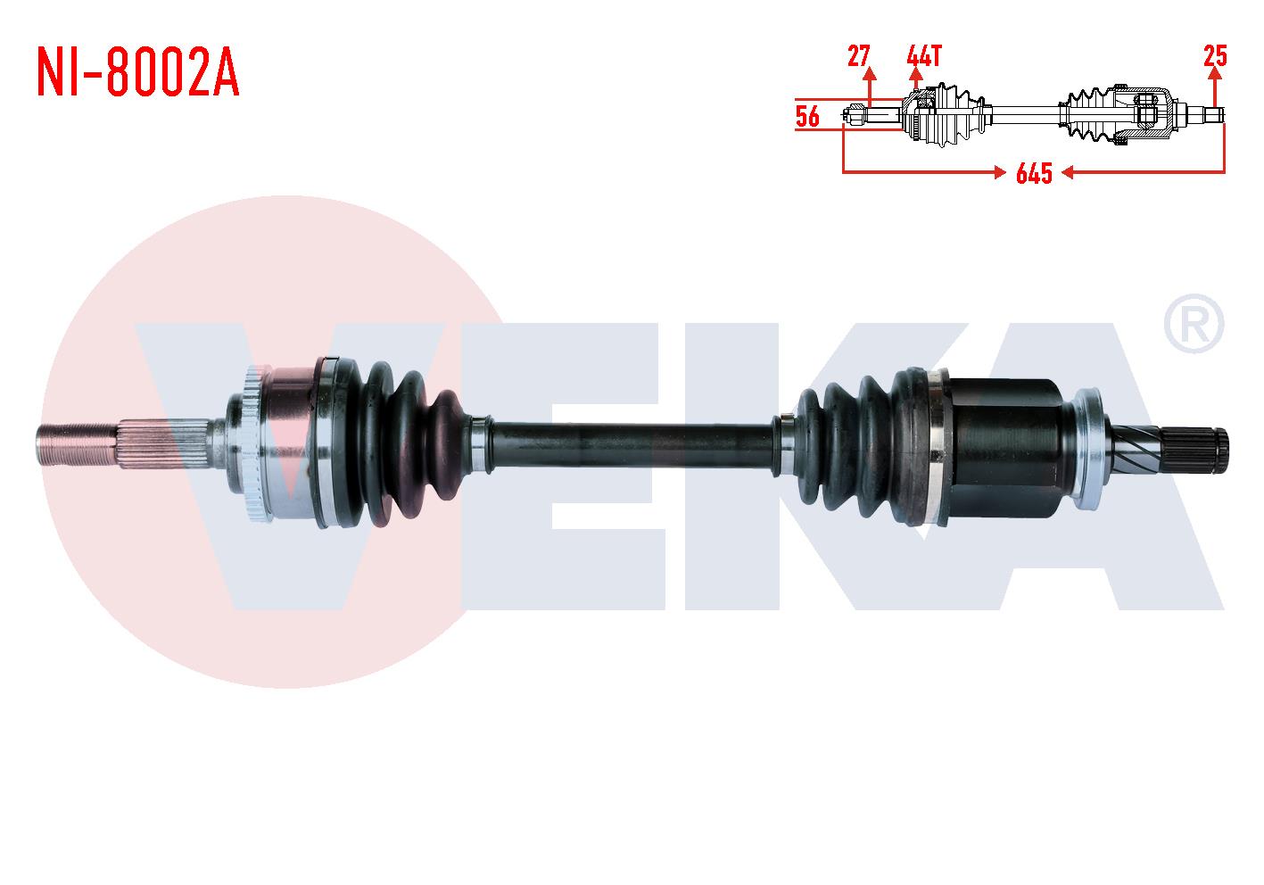 KOMPLE AKS SOL ON  NISSAN PRIMERA (P11) 1.8i 16v ABSLI 44 DIS UZUNLUK 645mm 1996-2001