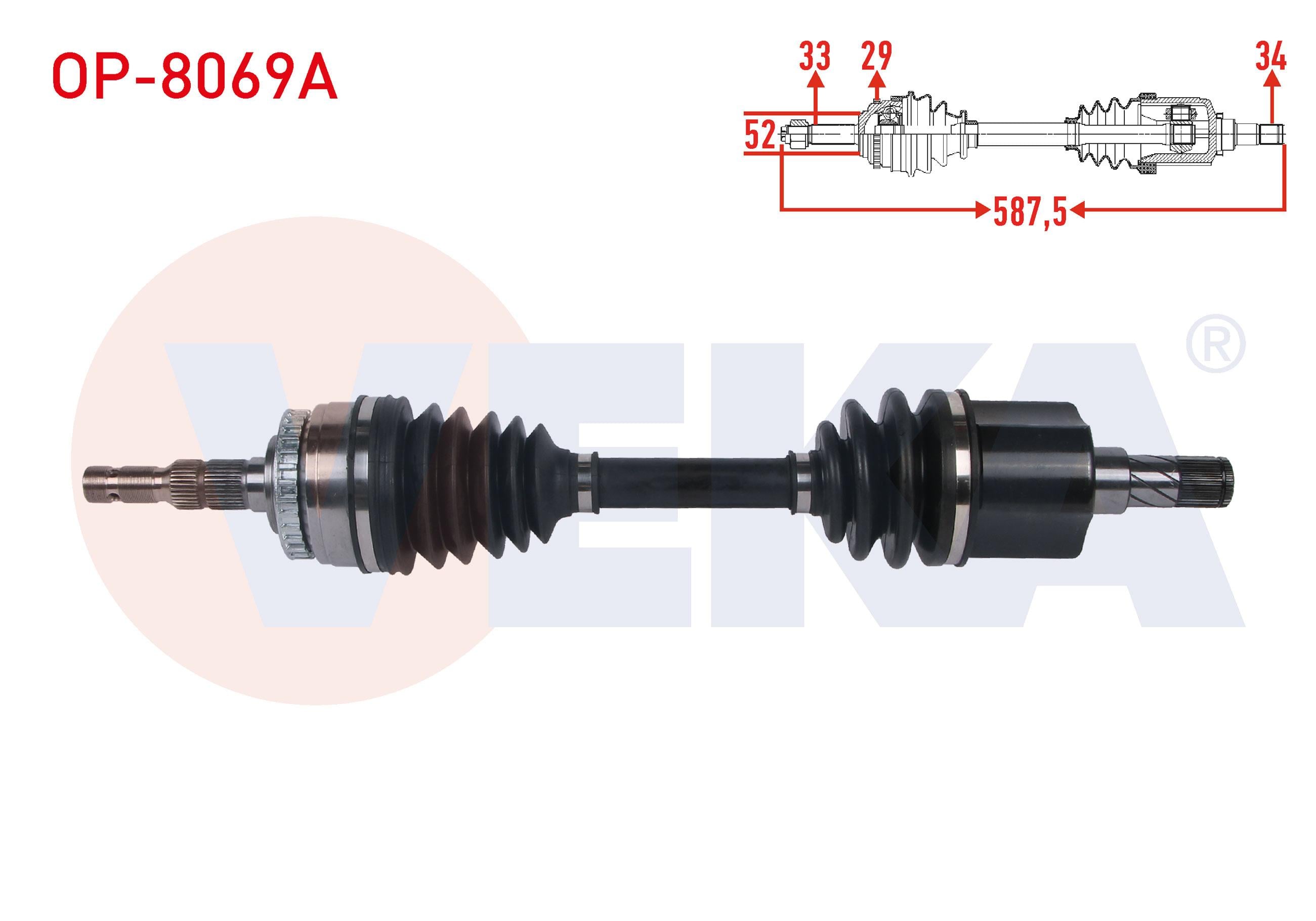 KOMPLE AKS SOL ON ABSLI 29 DIS UZUNLUK 587,5mm OPEL CORSA C 1.7 CDTI M-T 2000-2006 / COMBO C 1.7 CDTI M-T 2001-2006