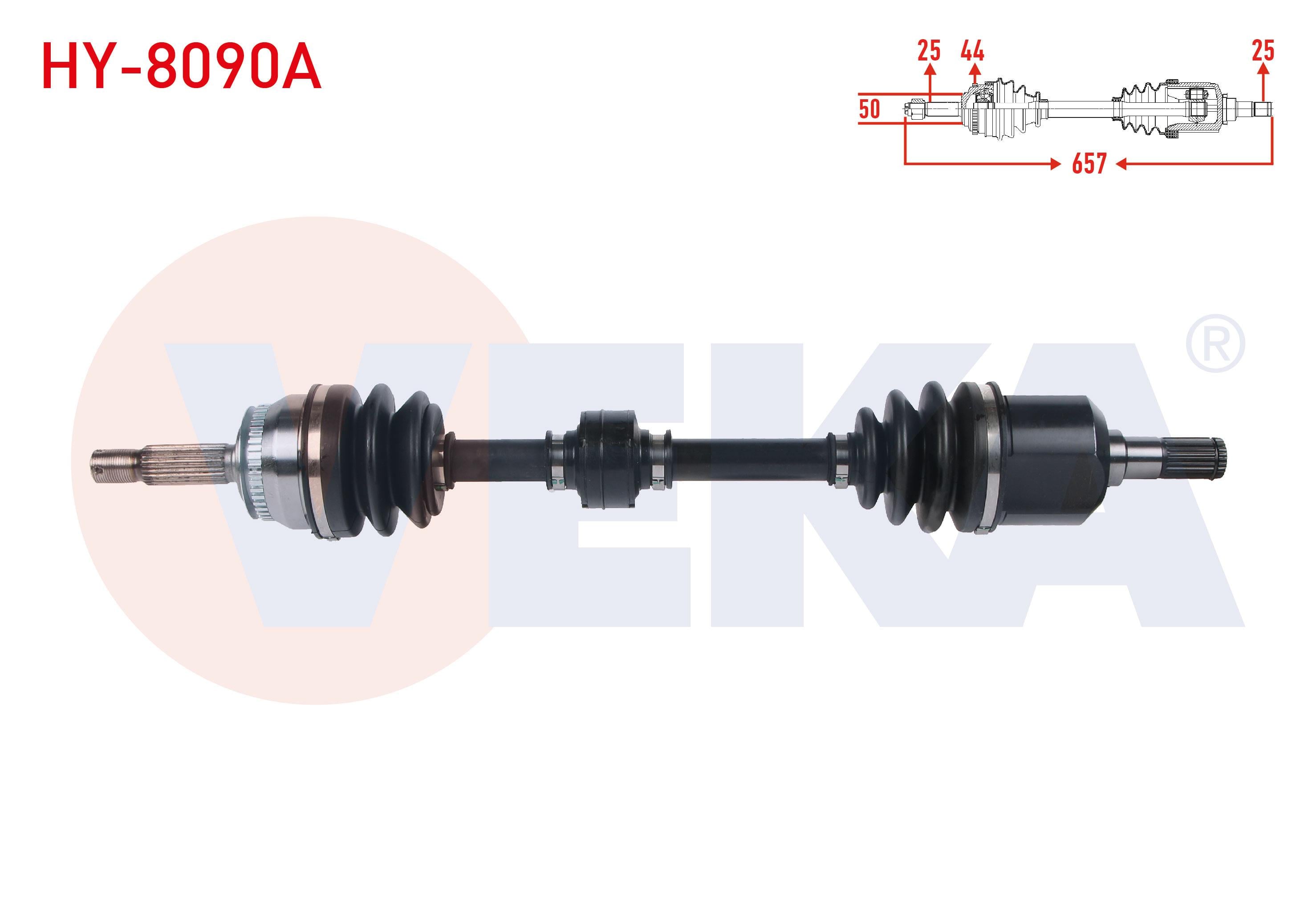 KOMPLE AKS SOL ON ABSLI 44 DIS UZUNLUK 657mm HYUNDAI MATRIX (FC) 1.5 CRDI A-T/M-T 2001-2010