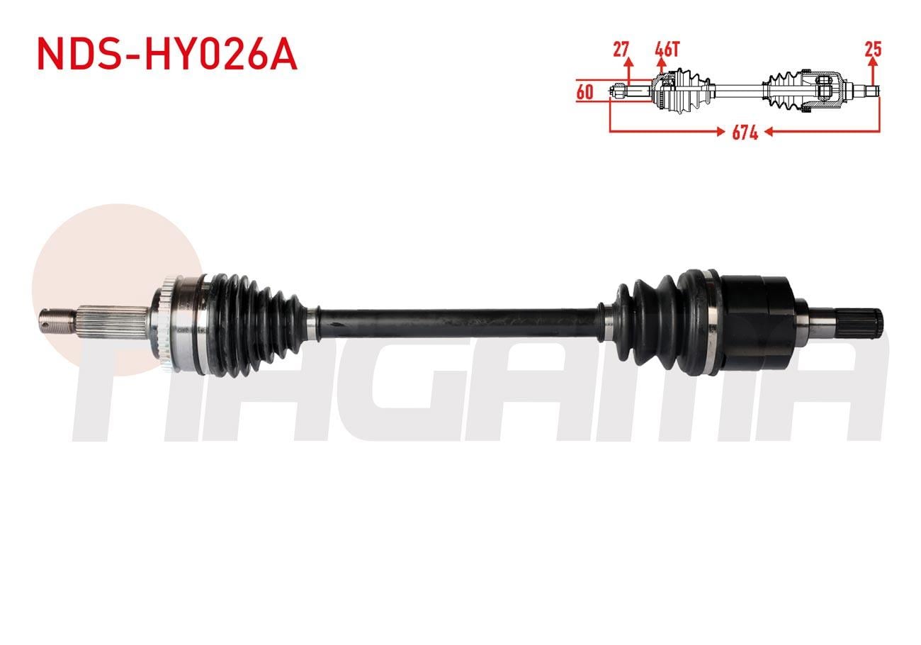 KOMPLE AKS SOL ON ABSLI 46 DIS UZUNLUK 674mm HYUNDAI I30 (FD) 1.4i A-T/M-T - I30 (FD) 1.6 2007-2011