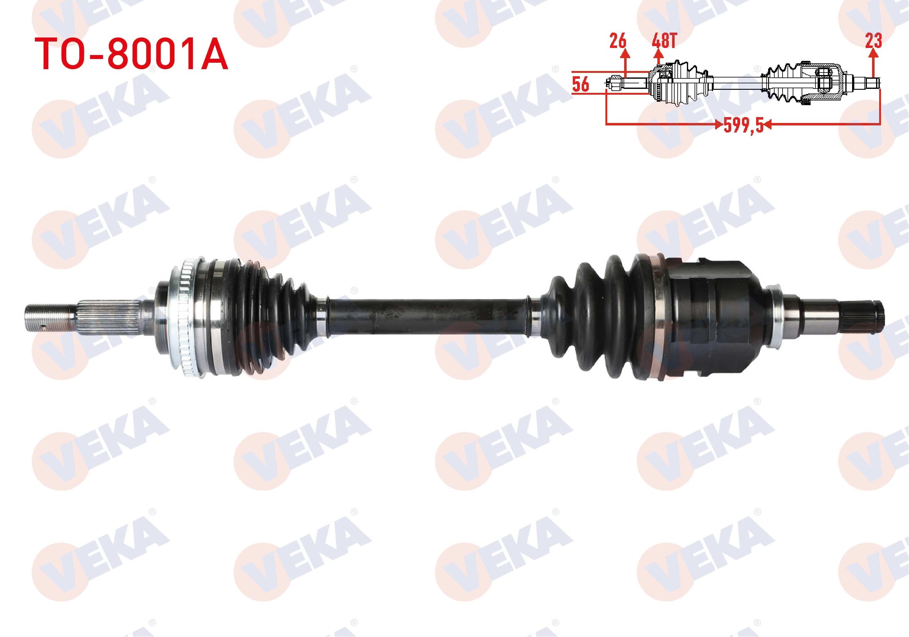 KOMPLE AKS SOL ON ABSLI 48 DIS UZUNLUK 599,5mm TOYOTA COROLLA (_E10_) 1.6 1992-1997 / COROLLA (_E11_) 1.6i 16v 1997-2002