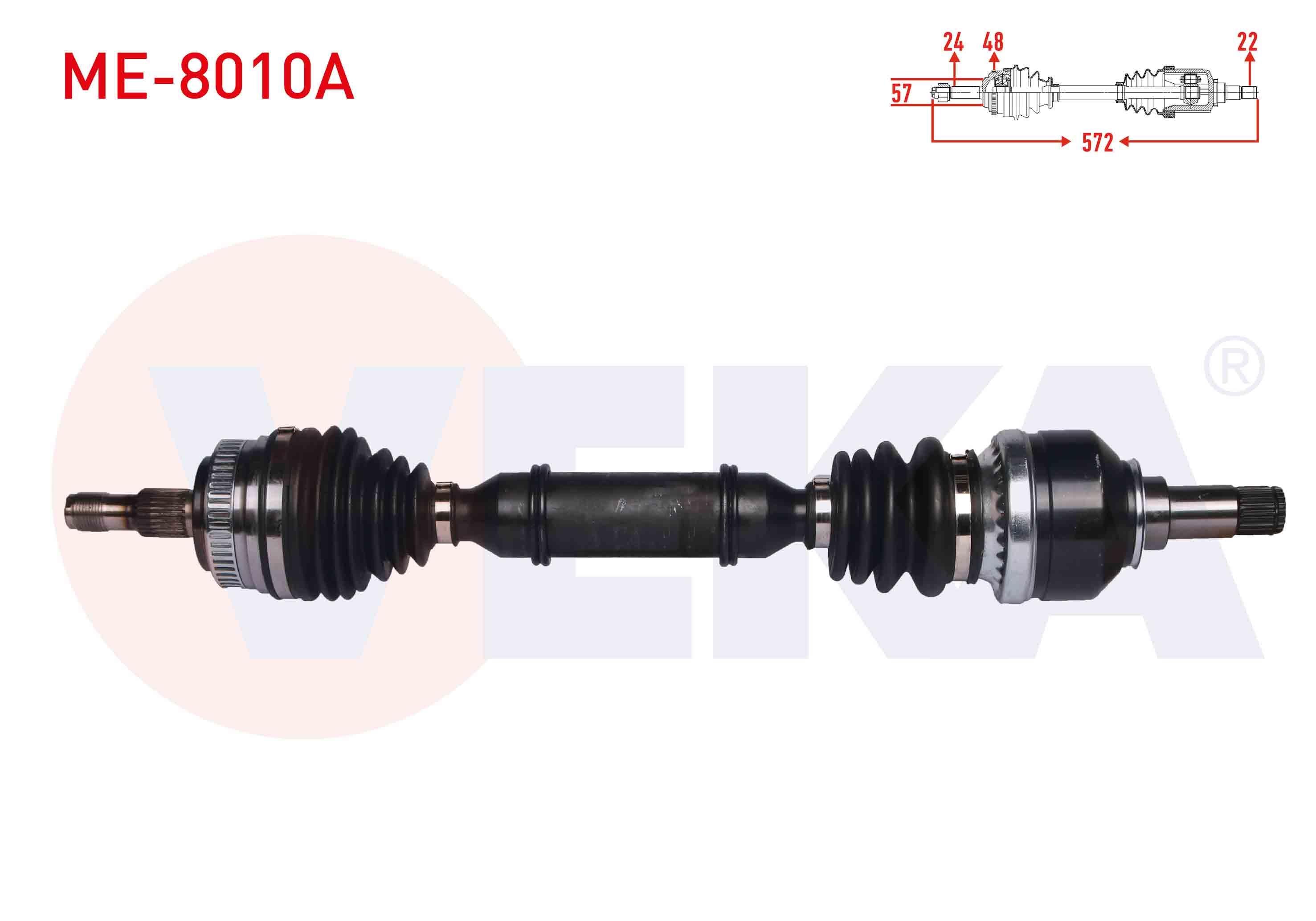 KOMPLE AKS SOL ON ABSLI 48 DIS UZUNLUK 572 mm MERCEDES A SERISI (W168) A 160 A-T/M-T 1997-2004 / VANEO (414) 1.7 CDI M-T 2002-2005
