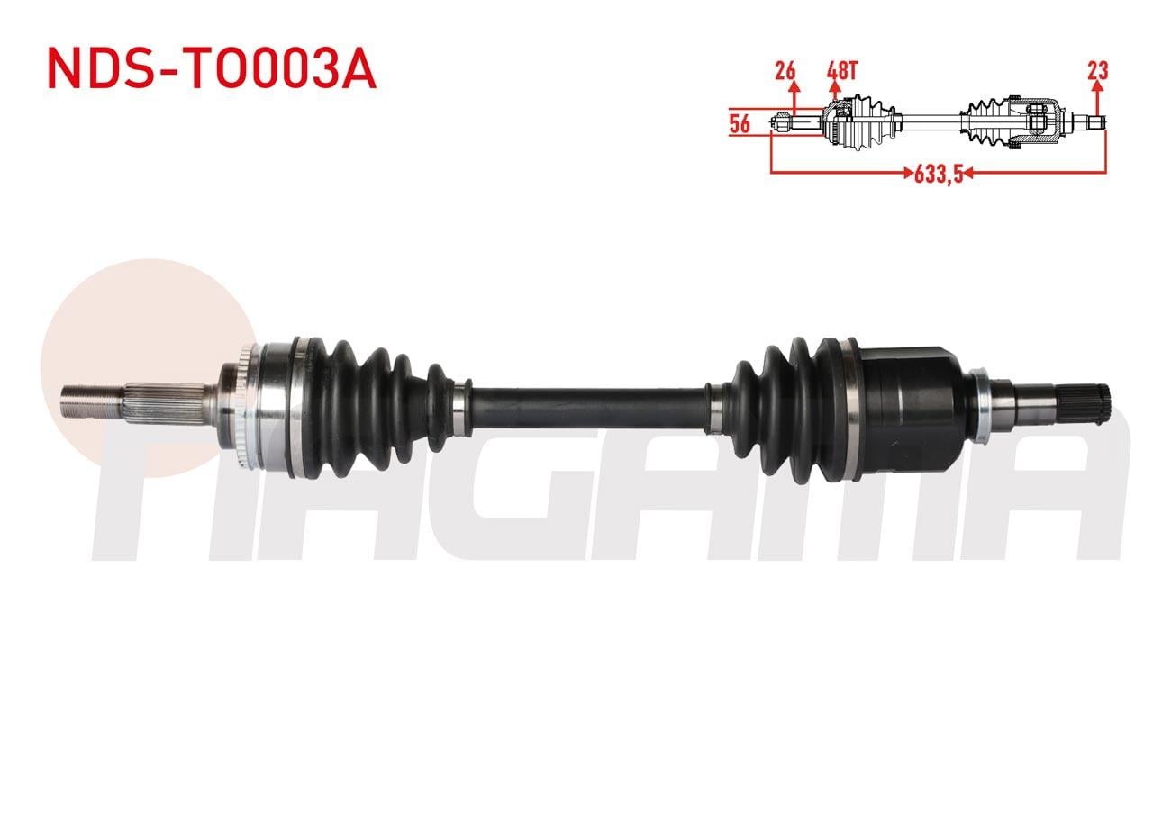 KOMPLE AKS SOL ON ABSLI 48 DIS UZUNLUK 633,5mm TOYOTA COROLLA (_E12_) 1.4 VVT-I - 1.6 VVT-I 2002-2007