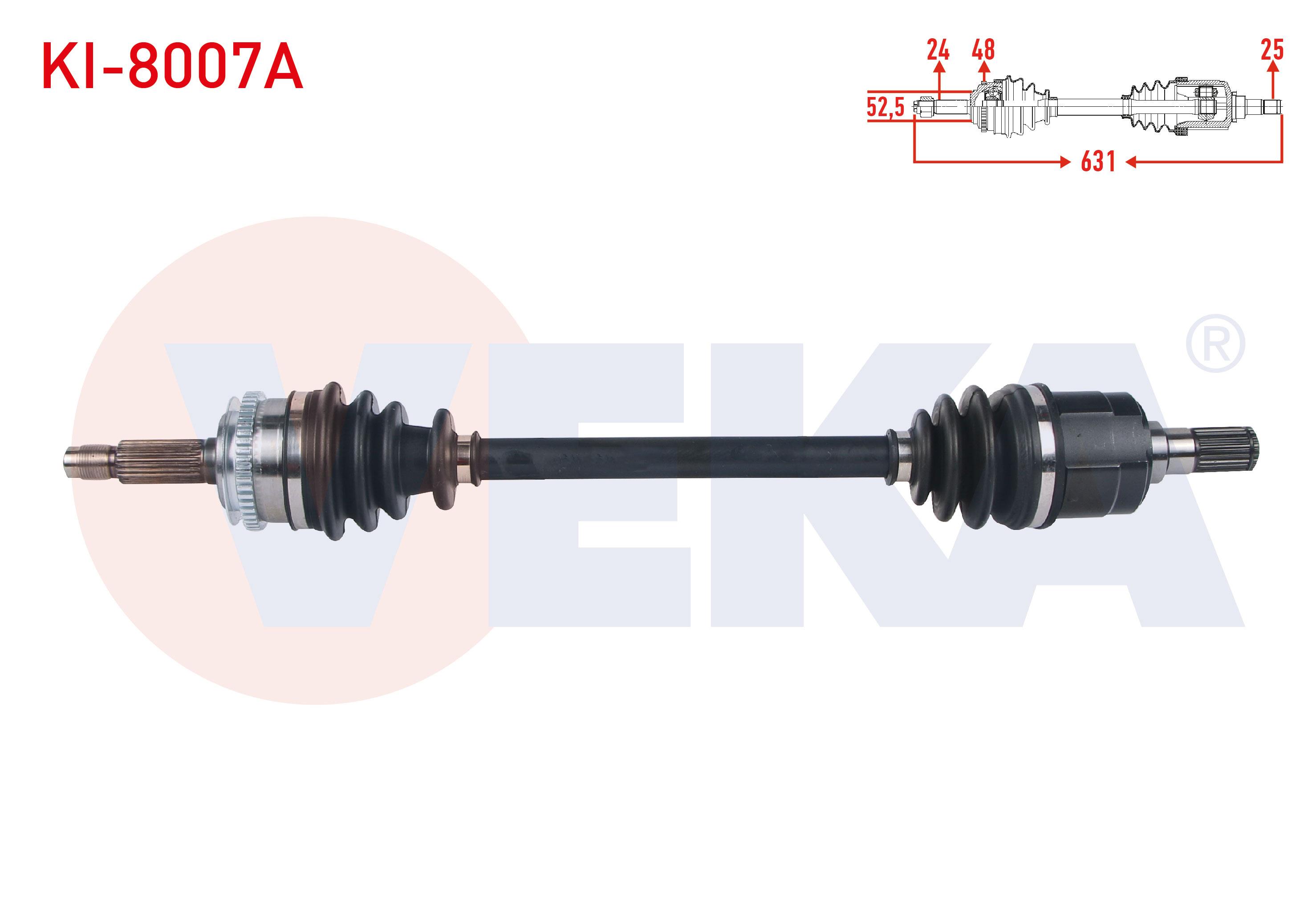 KOMPLE AKS SOL ON ABSLI 48 DIS UZUNLUK 631mm KIA PICANTO (BA) 1.1i M-T 2004-2011
