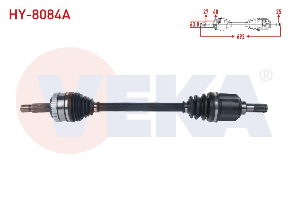 KOMPLE AKS SOL ON ABSLI 48 DIS UZUNLUK 692mm HYUNDAI IX35 1.6 GDI M-T 4X2 2010- / KIA SPORTAGE 1.6 GDI M-T 4X2 2010-