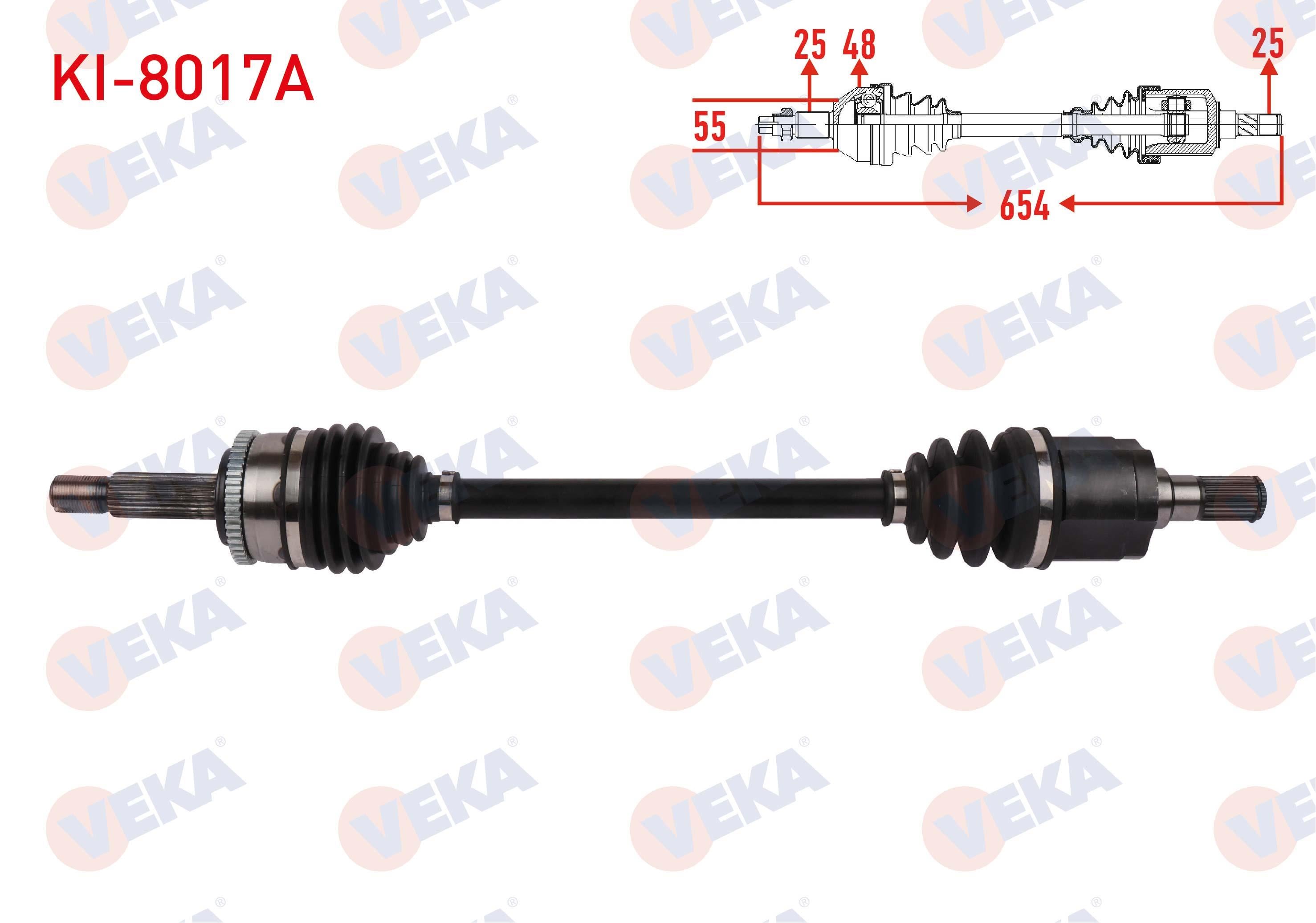 KOMPLE AKS SOL ON ABSLI 48 DIS UZUNLUK 654mm KIA RIO III (UB) 1.2 CVVT 2014-2017