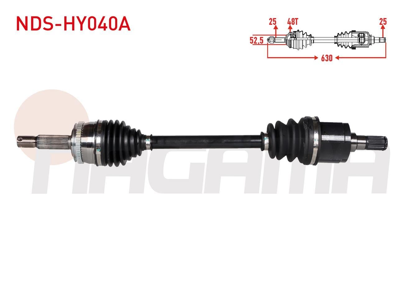 KOMPLE AKS SOL ON ABSLI 48 DIS UZUNLUK 630mm HYUNDAI GETZ (TB) 1.3i - 1.4i - 1.6i 2002-2008