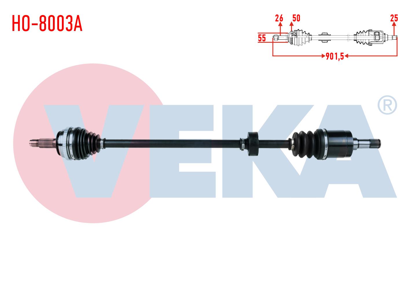 KOMPLE AKS SOL ON ABSLI 50 DIS UZUNLUK 901,5mm HONDA CIVIC VI 1.4i A-T/M-T 1995-2001