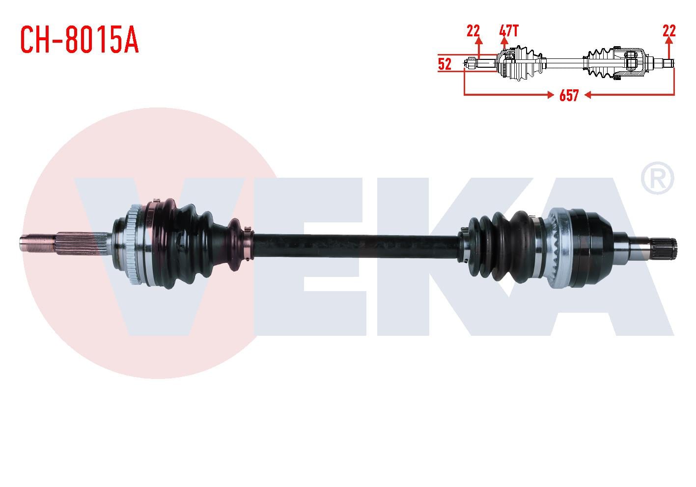 KOMPLE AKS SOL ON CHEVROLET AVEO (T250) 1.2 16v DOCH ABSLI 47 DIS M-T UZUNLUK 657mm 2006-2011