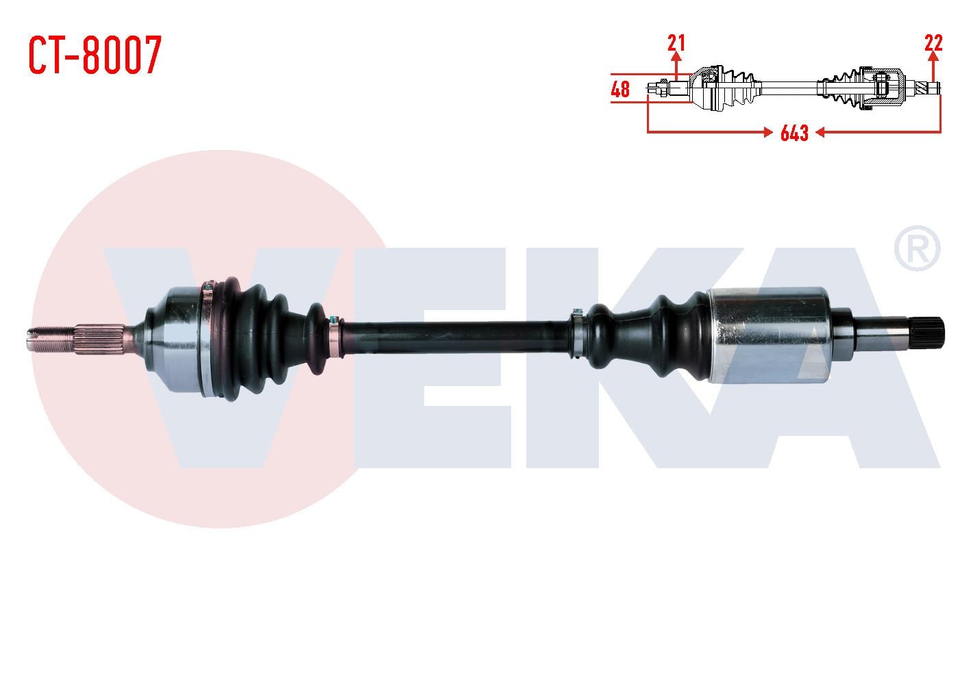KOMPLE AKS SOL ON CITROEN C2 (JM) 1.4 HDI MA68 SANZIMAN UZUNLUK 643mm 2003-2009