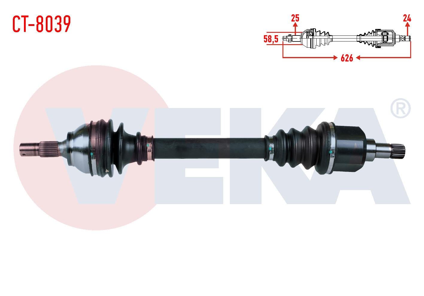 KOMPLE AKS SOL ON CITROEN C4 (B7) 1.6 HDI A-T/M-T UZUNLUK 626mm 2009-