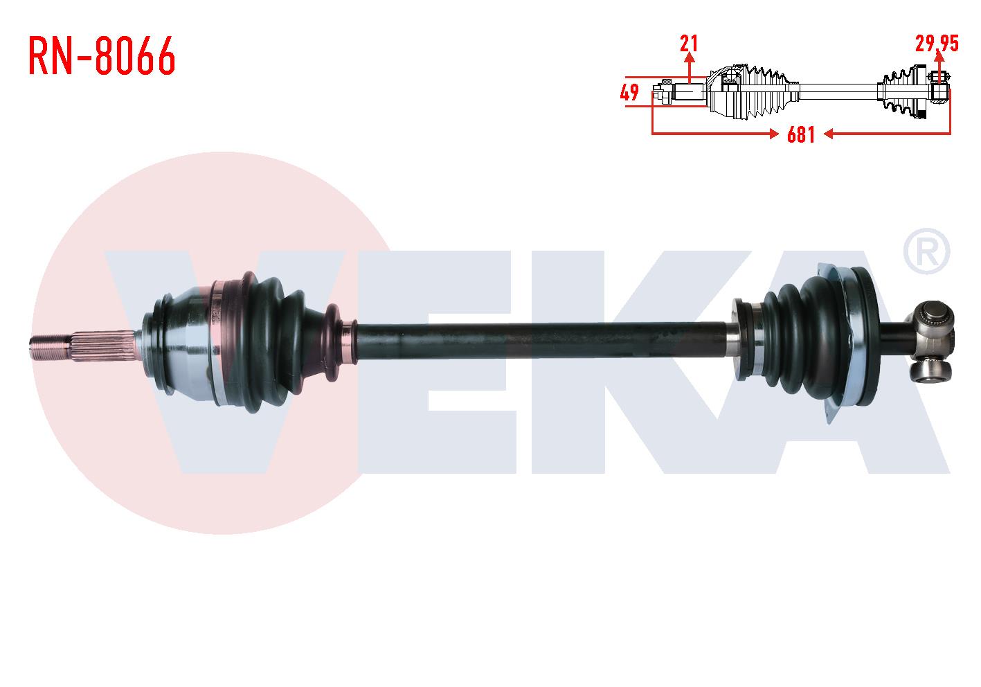 KOMPLE AKS SOL ON DACIA LOGAN (LS) 1.4 UZUNLUK 681 mm 2004-2012