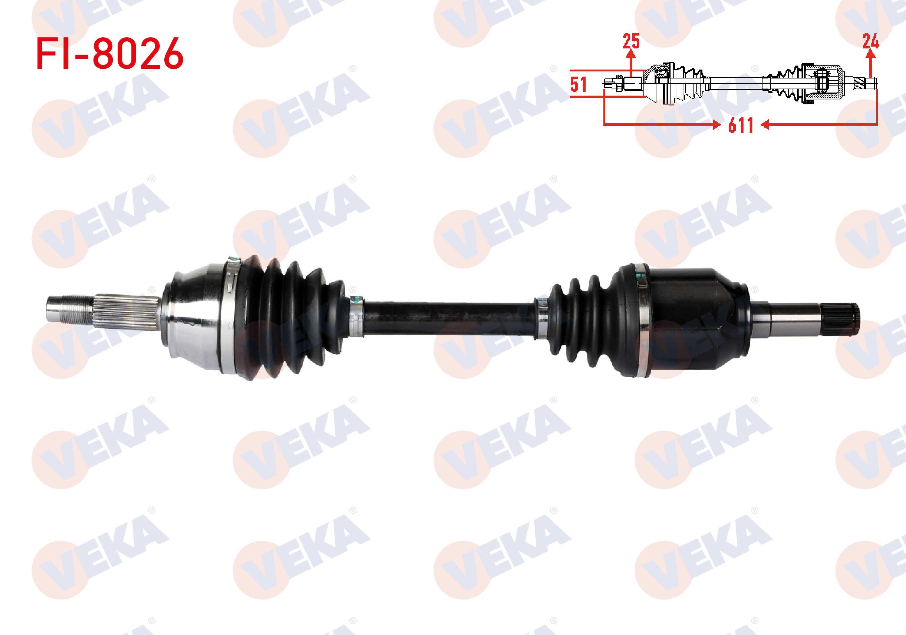KOMPLE AKS SOL ON FIAT DOBLO (119,223) 1.3 MJT UZUNLUK 611mm 2001-2010