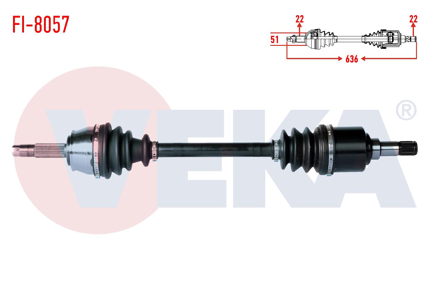 KOMPLE AKS SOL ON FIAT DOBLO (119,223) 1.4  UZUNLUK 636mm 2001-2010