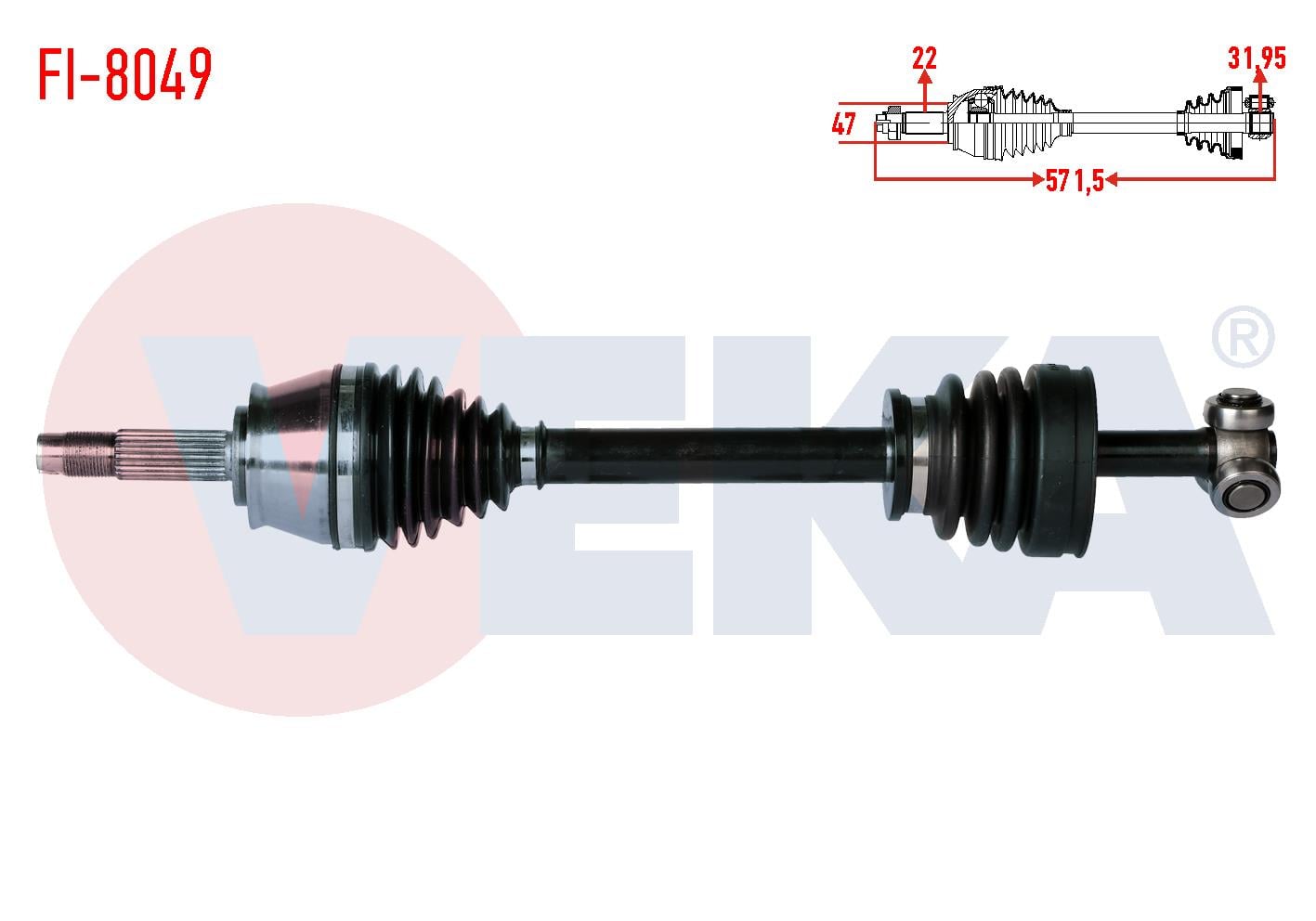 KOMPLE AKS SOL ON FIAT PALIO 1.2i 16v C513-C514 SANZUMAN UZUNLUK 571,5 mm 1996-1999